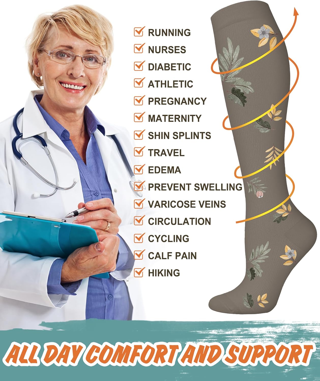 ACTINPUT Compression Socks for Women&Men 15-20mmHg Medical Knee High Support for Seniors,Pregnancy,Flight,Nurse&Circulation - Image 8