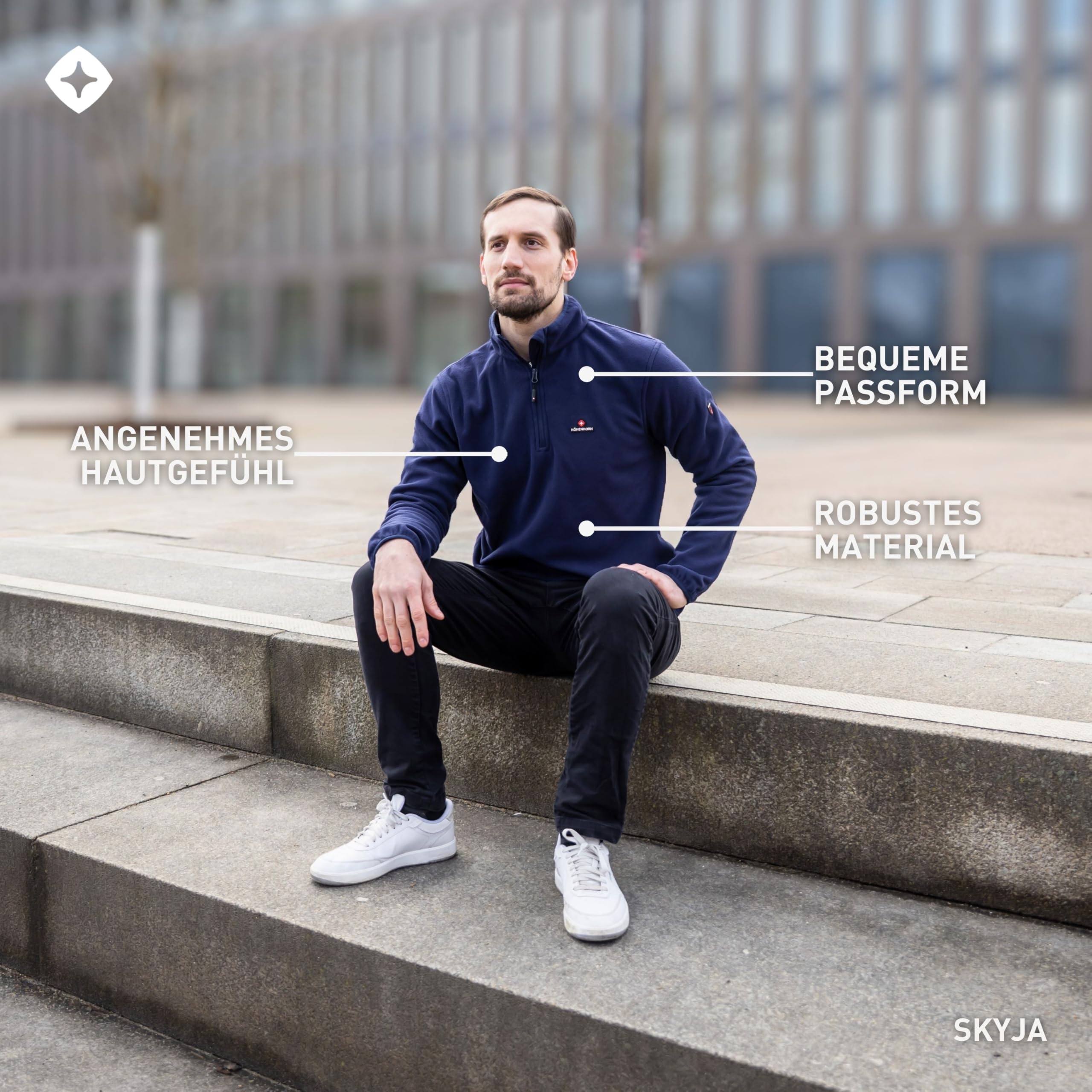 Höhenhorn Skyja - Sudadera polar de microfibra para invierno y otoño con media cremallera para hombre