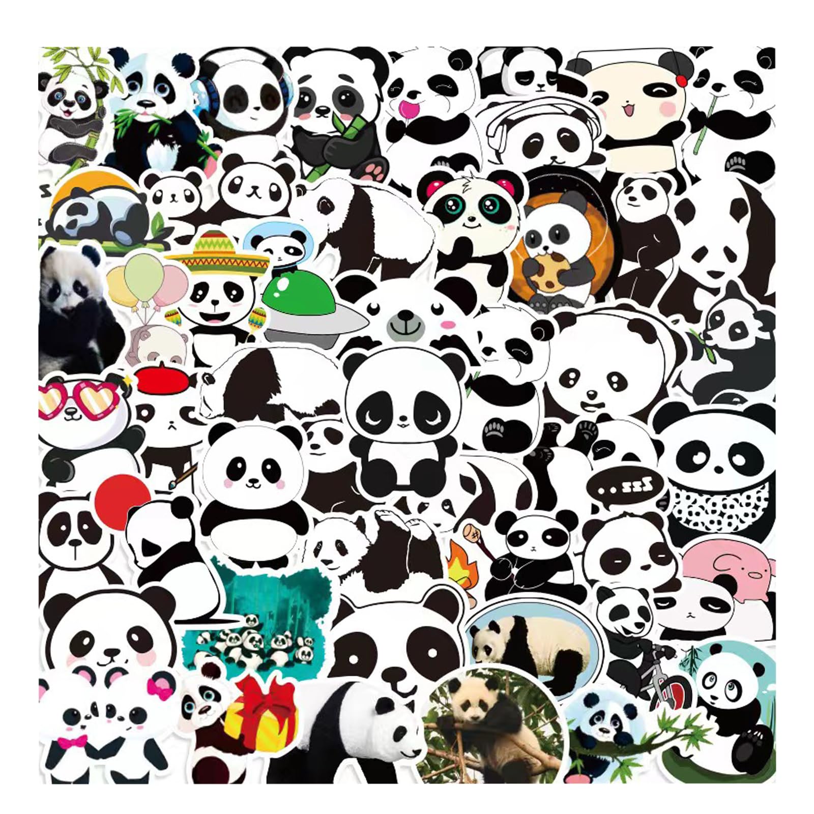 50 Piezas Lindas Pegatinas de Panda, Pegatina Decorativas Bonitas para Animales, Calcomanías de Panda de vinilo Impermeables, Panda Stickers para Ordenador Portátil/Maletas/DIY Scrapbook (Set 3)