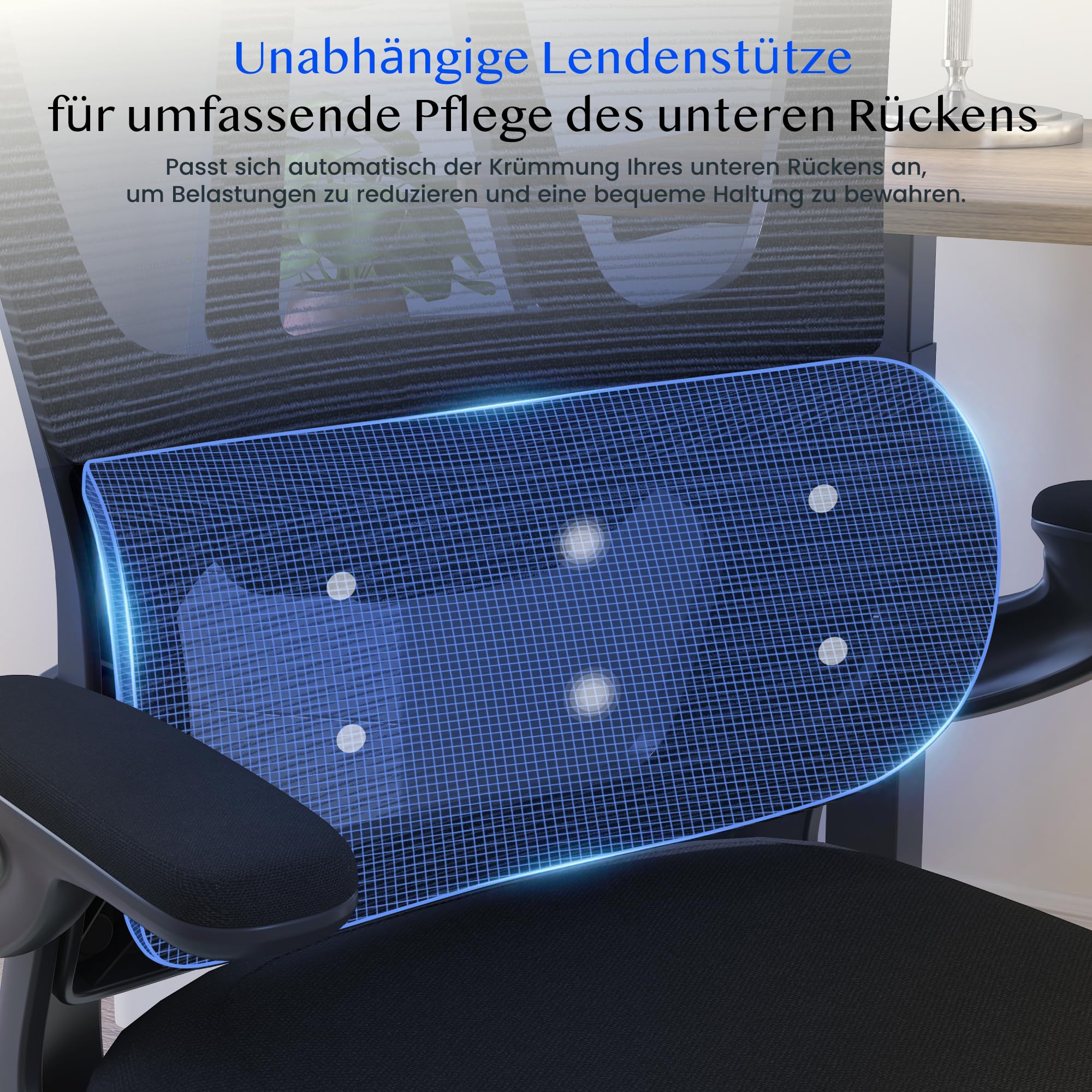 FLEXISPOT Ergonomischer Bürostuhl, Schreibtischstuhl mit 2D-Kopfstütze, Klappbare Armlehnen & Dynamische Lendenstütze, Stuhl mit 120° Wippfunktion für Homeoffice, Arbeitszimmer, Büro (Schwarz)