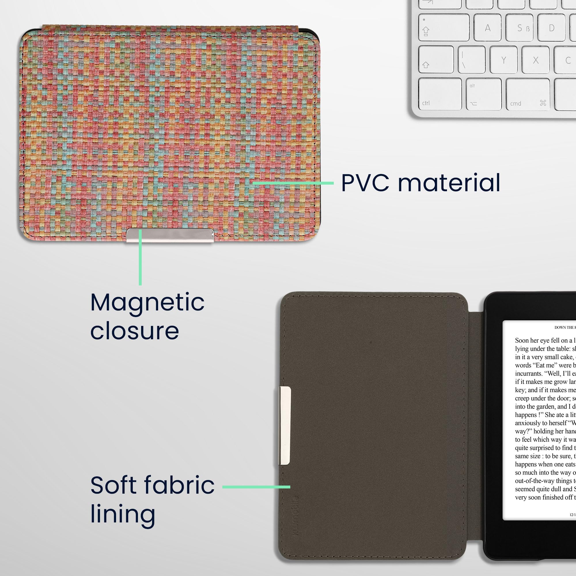 kwmobile Pokrowiec kompatybilny z Amazon Kindle Paperwhite Cover - etui na czytnik e-booków z PCW - kolorowy żółty / czerwony/zielony