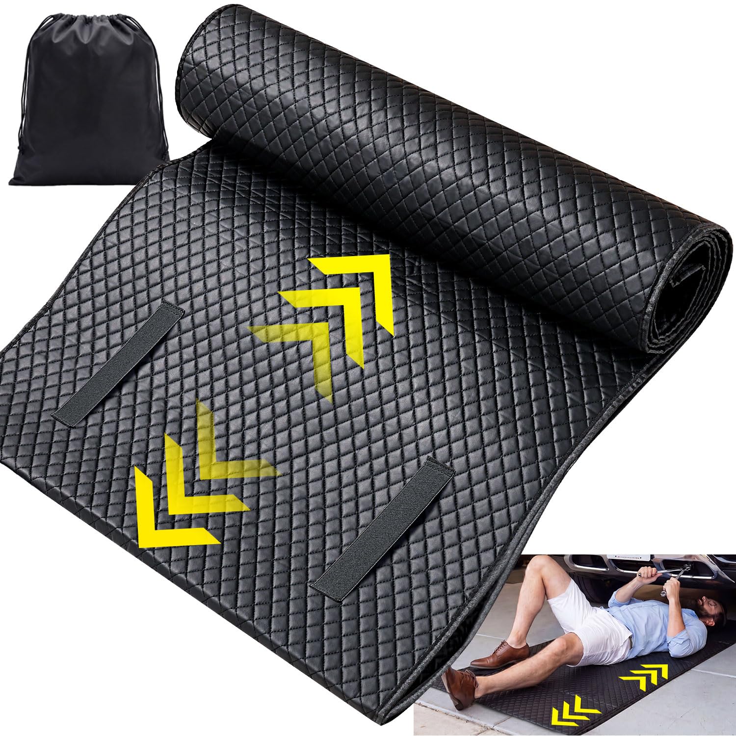 Rolling Mechanic Creeper Mat for Low Profile Cars with Storage Bag