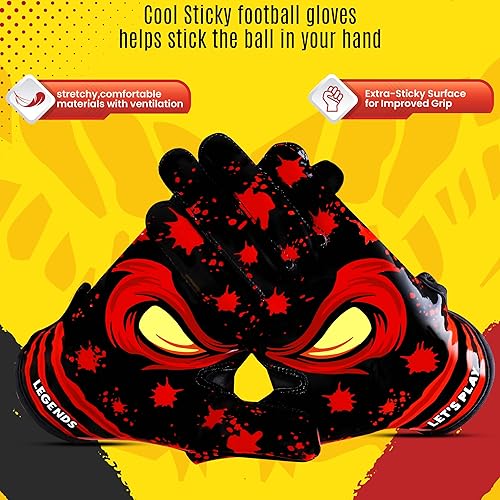 Miniatura 10 de LISAAZ Guantes de fútbol Alien Pro Ball Feel Sensation, guantes de fútbol para jóvenes, guantes de fútbol para hombres, guantes de fútbol para niños