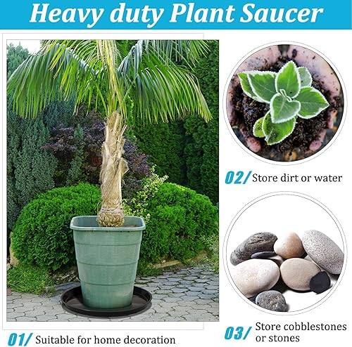 Miniatura 5 de Eccliy Paquete de 10 platillos grandes de plástico para plantas, platillos para macetas de alta resistencia, platillos jumbo, bandejas de agua de