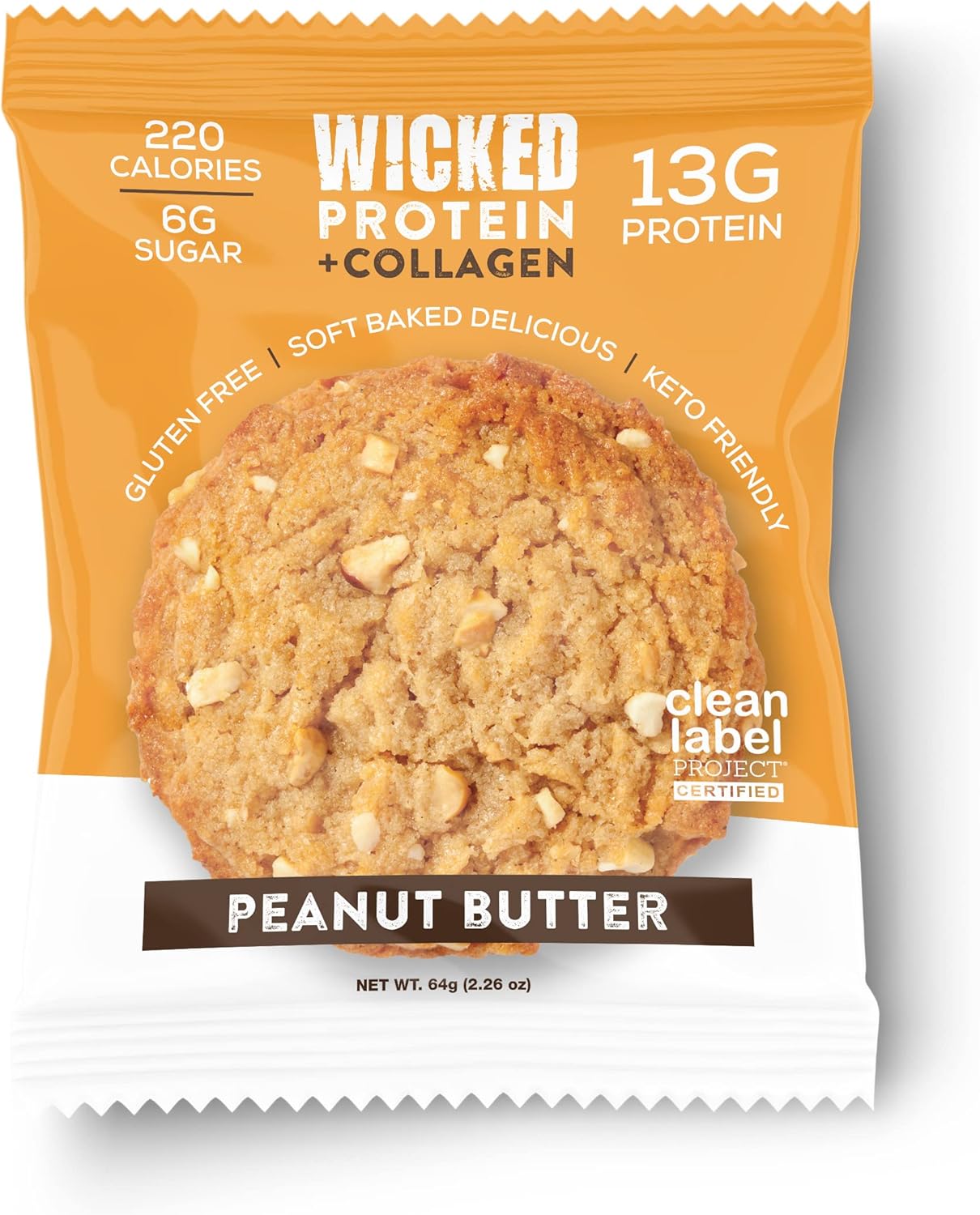 WICKED Protein Cookie, Peanut Butter, High Protein, Low