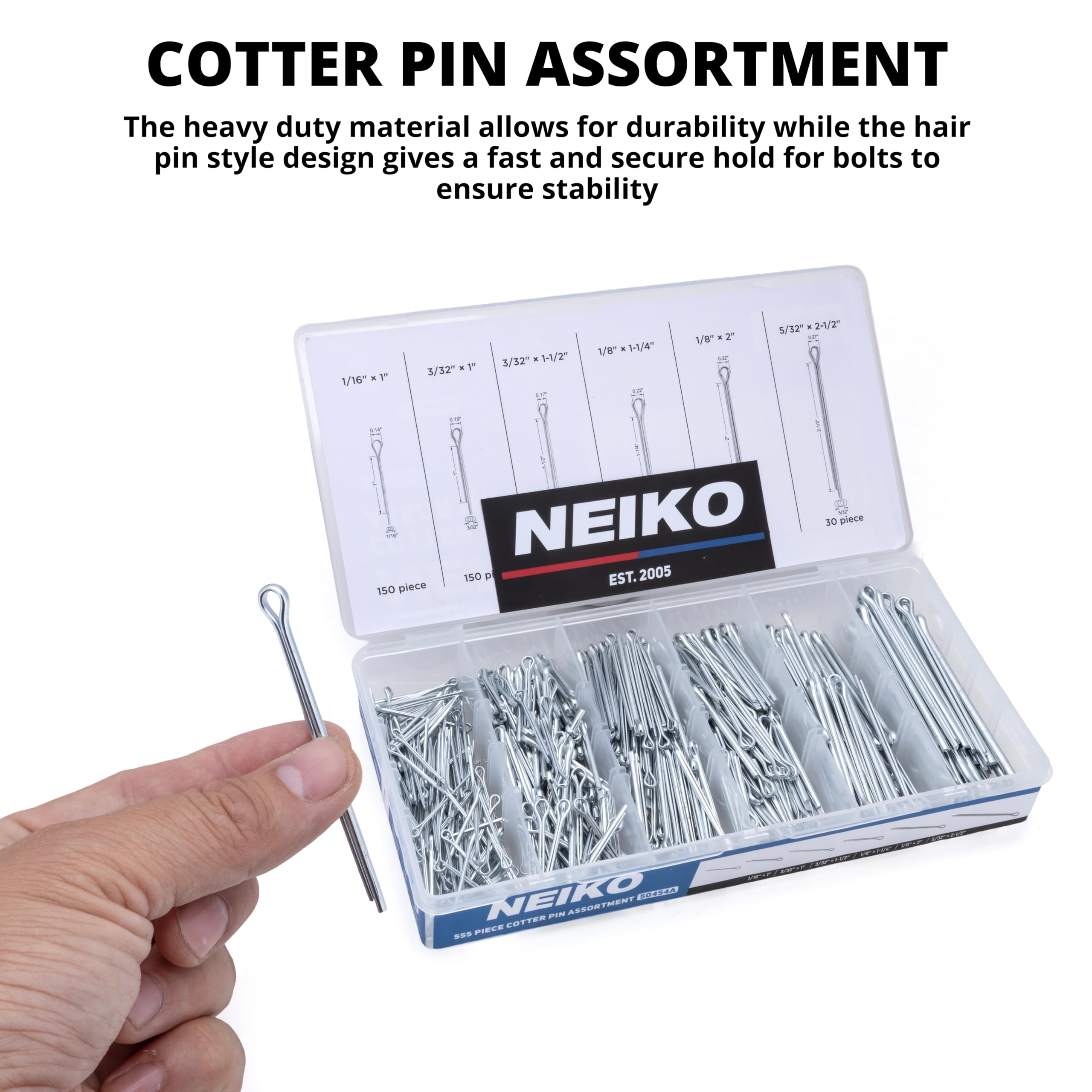 Cotter Pin Assortment Kit - 555 Pcs Zinc Plated -2 Cotter Pin Assortment Kit - 555 Pcs Zinc Plated -2