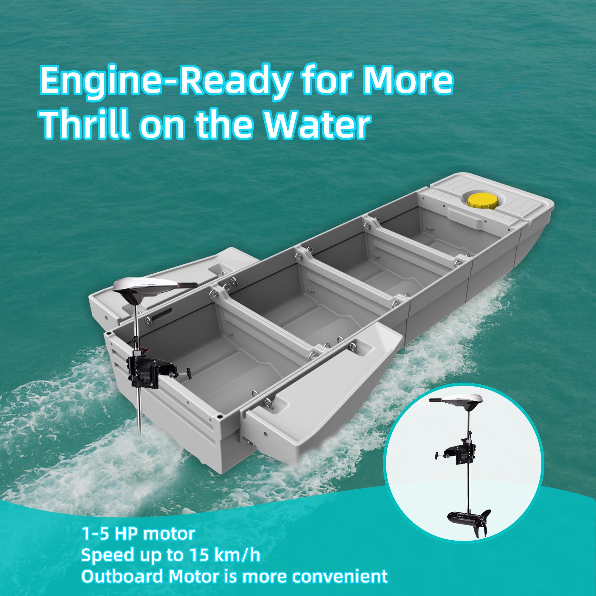 Kayak de pesca, diseño plegable, fácil de almacenar y transportar, alternativa duradera a los barcos inflables, cabe en el maletero del coche, capacidad para 2-4 personas