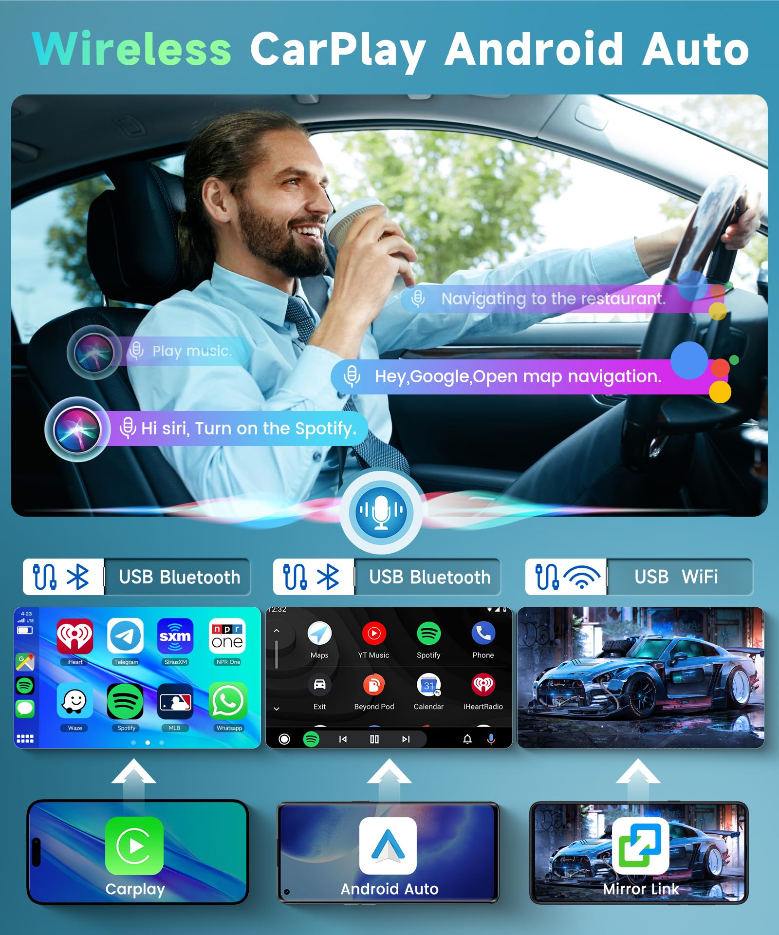 Podofo Radio samochodowe 2G i 64G 9" do Seat Ibiza 6J 2009 2010 2011 2012 2013 z bezprzewodowym systemem Android Auto, ekran dotykowy Bluetooth HiFi/RDS/radio FM + WiFi Navi/kamera cofania AHD/CANBUS