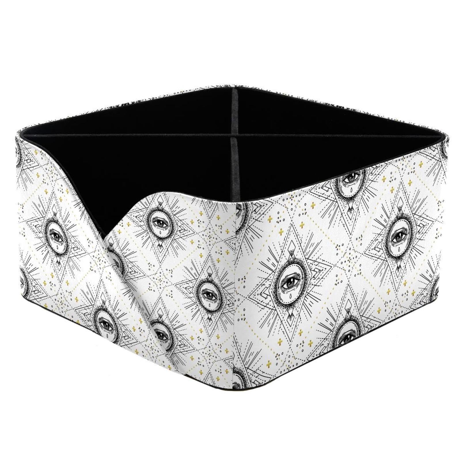 KengjuTesu Mystic Alchemy Occult All Seeing Eye Pattern Desktop Organizer Pen Holder, Rectangular Pencil Cup for Office, Study and Makeup Stations