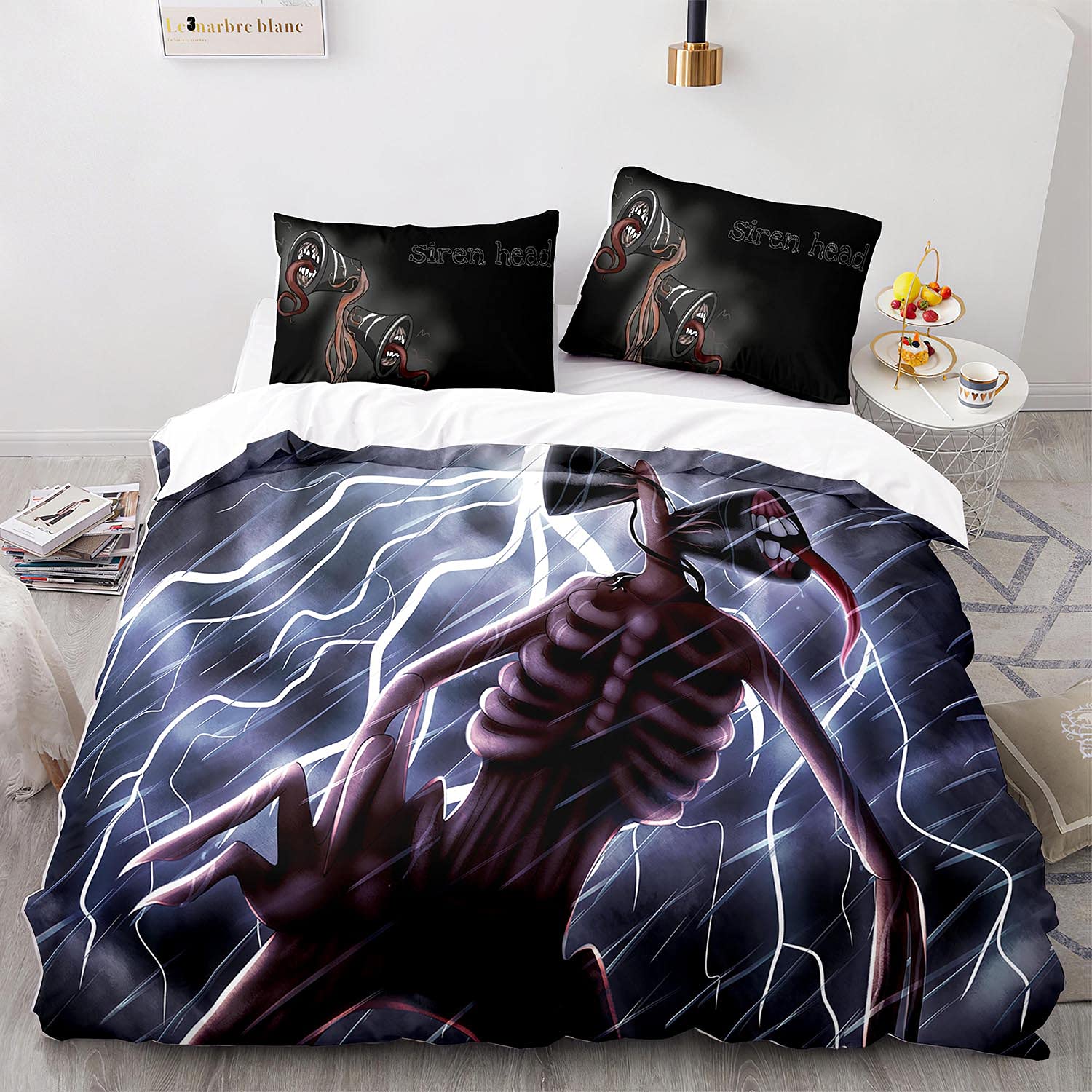 Nichiyobi 12 Siren Head Duvet Cover Bedding Set - Duvet Cover And Pillowcase, Microfibre, 3D Digital Print, Three-Piece Bed Linen (, Single 135 X 200 Cm)