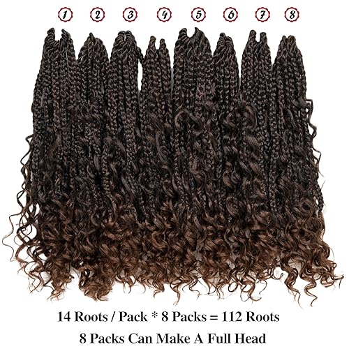 Miniatura 2 de 8 paquetes de trenzas de ganchillo de 14 pulgadas, 8 paquetes de trenzas de ganchillo bohemias de 14 pulgadas, 8 paquetes de trenzas de ganchillo