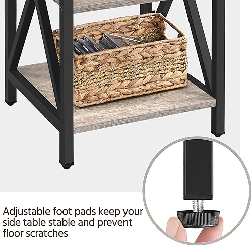 Miniatura 14 de Yaheetech Mesas auxiliares industriales, mesas auxiliares de 3 niveles con estantes de almacenamiento para sala de estar, mesas de sofá de diseño en