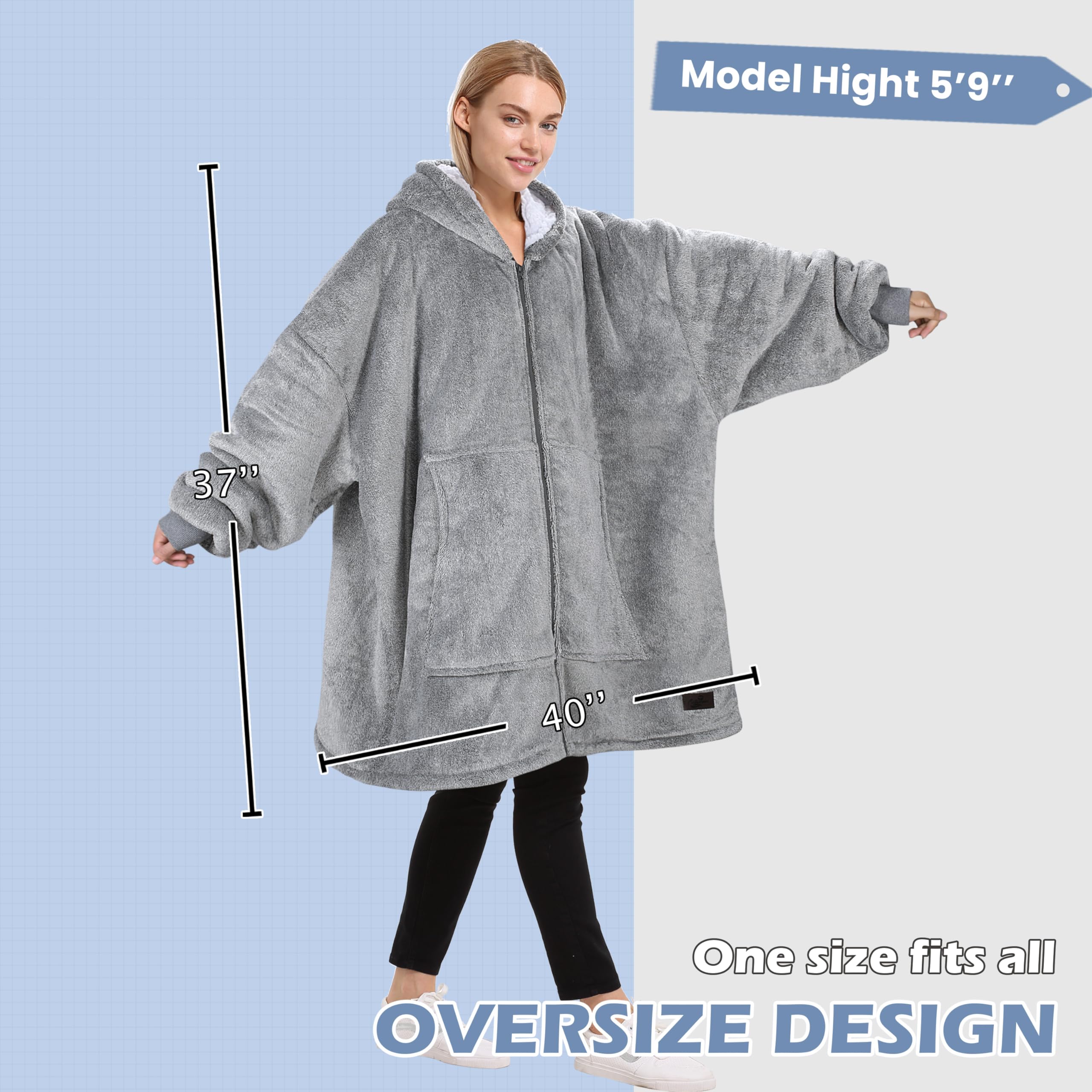 Amazon.com: Catalonia Zip Up Blanket Hoodie Sweatshirt, Oversized 