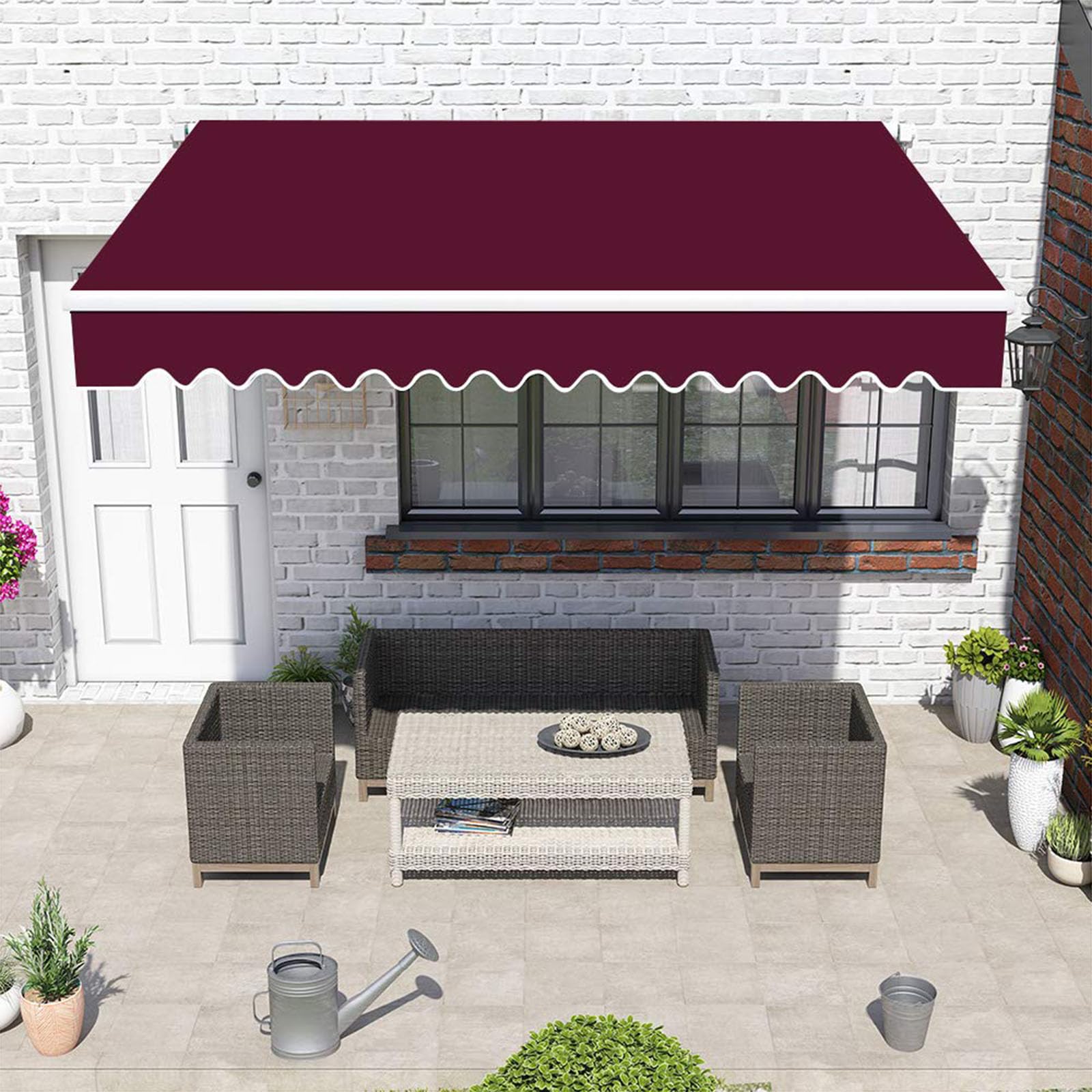 Toile d'auvent imperméable de rechange 5 x 1.5 m avec housse de pare-soleil pour terrasse et balcon