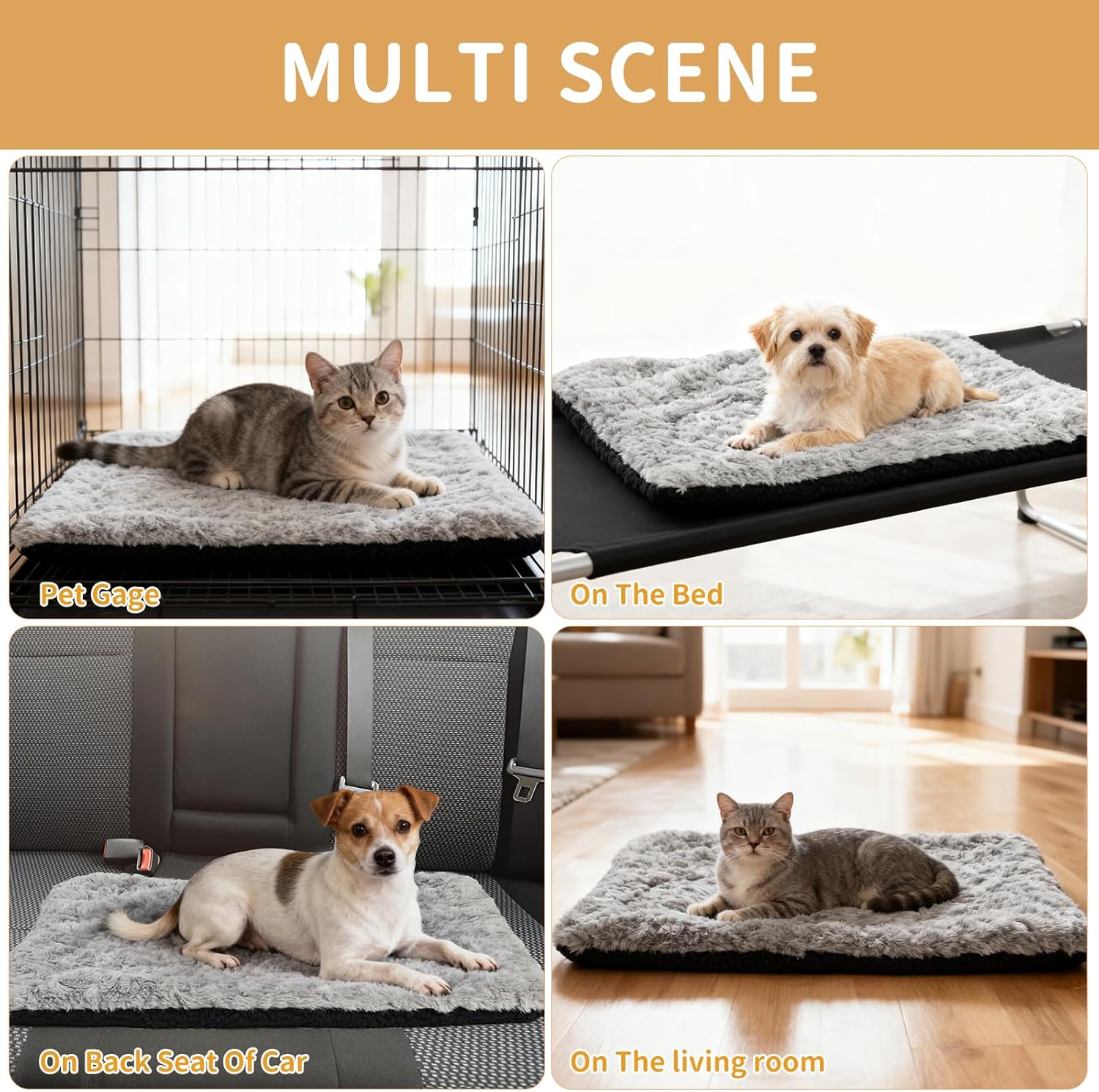 NAMOTEK Self-Warming Cat Bed Indoor/Outdoor Super Soft Self Heating Pet Mat Washable Thermal Pad for Cat & Dog 39x27 inch