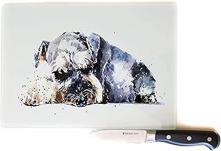Schnauzer Terrier Toughened Glass Chopping Smooth finish - Schnauzer Chopping board,Schnauzer Work Top Saver,Schnauzer cutting board