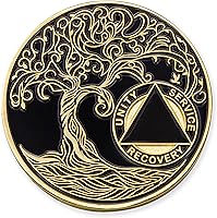 Vista 199 de Medallón AA de 5 años – Árbol de la Vida trenzado chapado en oro AA Chip de recuperación – morado