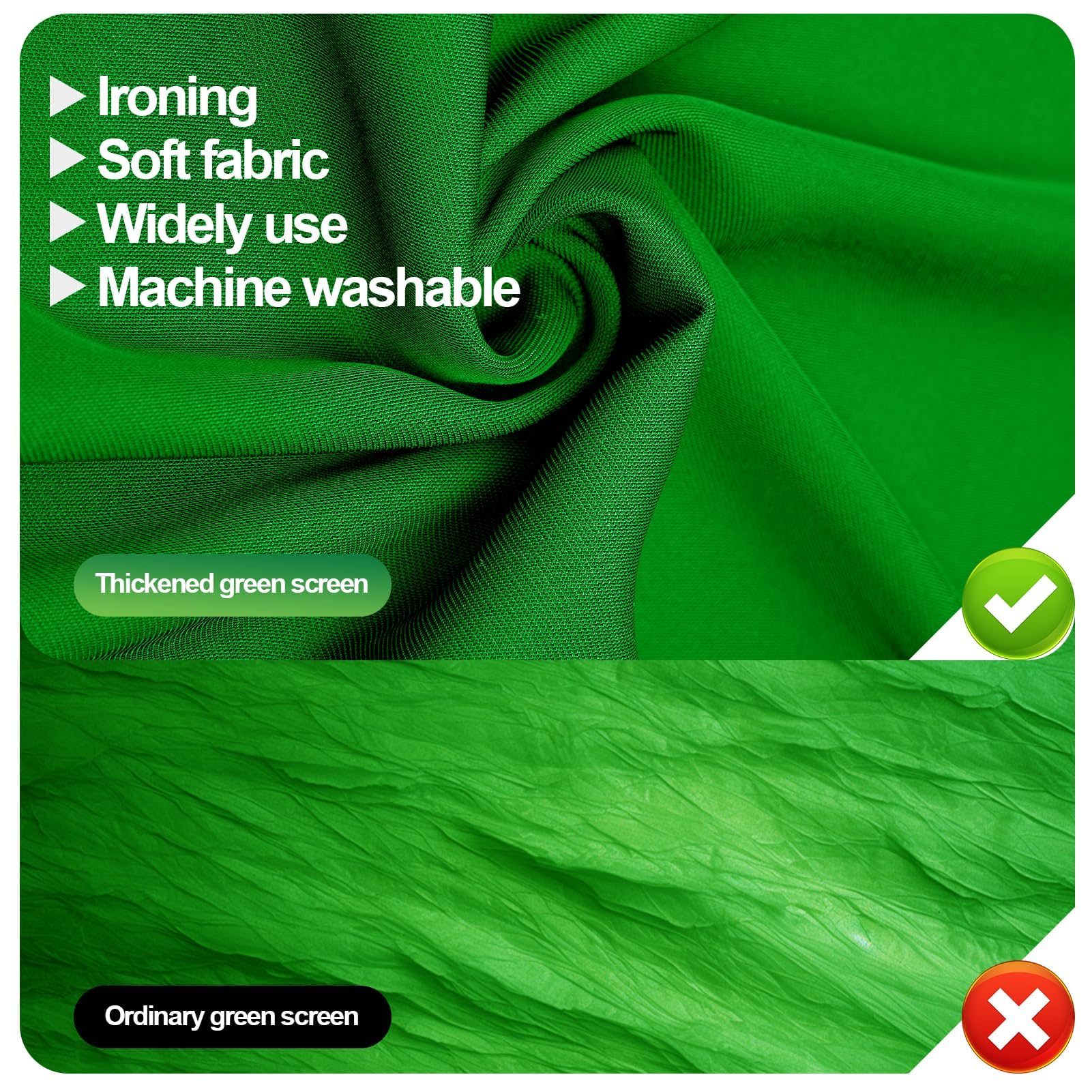 EMART Fond Vert avec Support 2,4 x 4 m, Grand Fond Chromakey