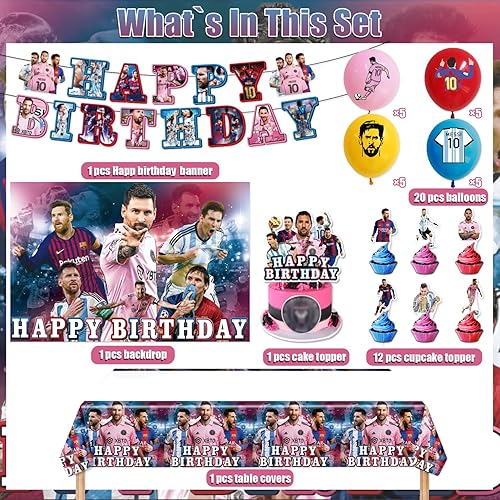 Miniatura 2 de Kit de decoración de cumpleaños de estrella de fútbol, 36 piezas de decoración de fiesta de estrella de fútbol, incluye pancarta de estrella de