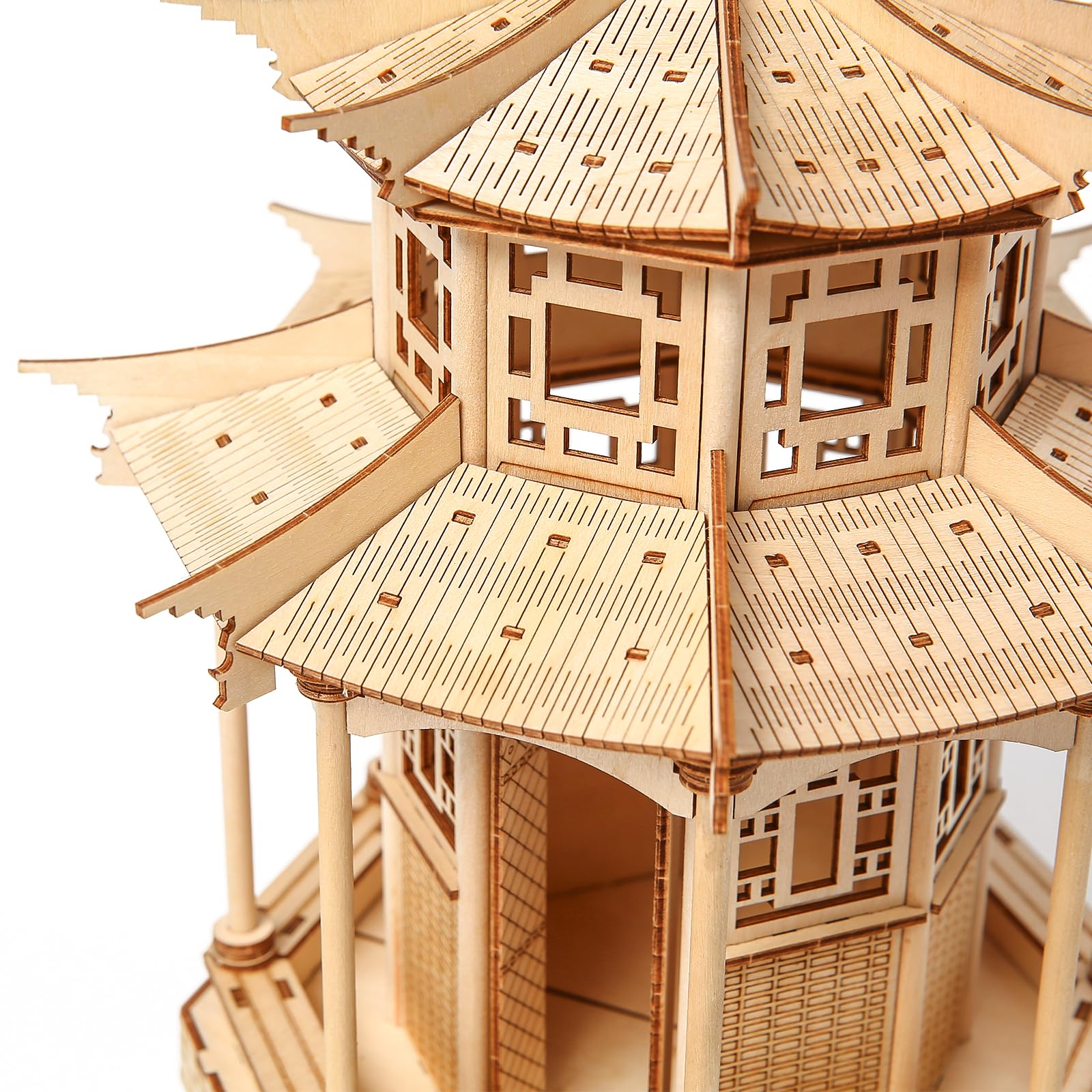 Drewniane puzzle 3D dla dorosłych, zestaw modelarski, drewniana pagoda, zestaw do samodzielnego montażu chińskiego ośmiokątnego pawilonu, "zrób to sam", puzzle 3D, budowanie pawilonu, pomysł