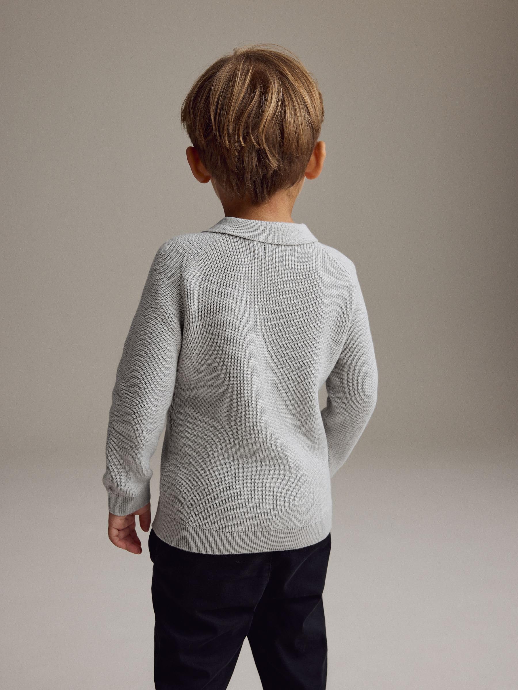 NEXT Jungen Standard Strick-Poloshirt mit Langen Ärmeln und RV-Kragen 62-122