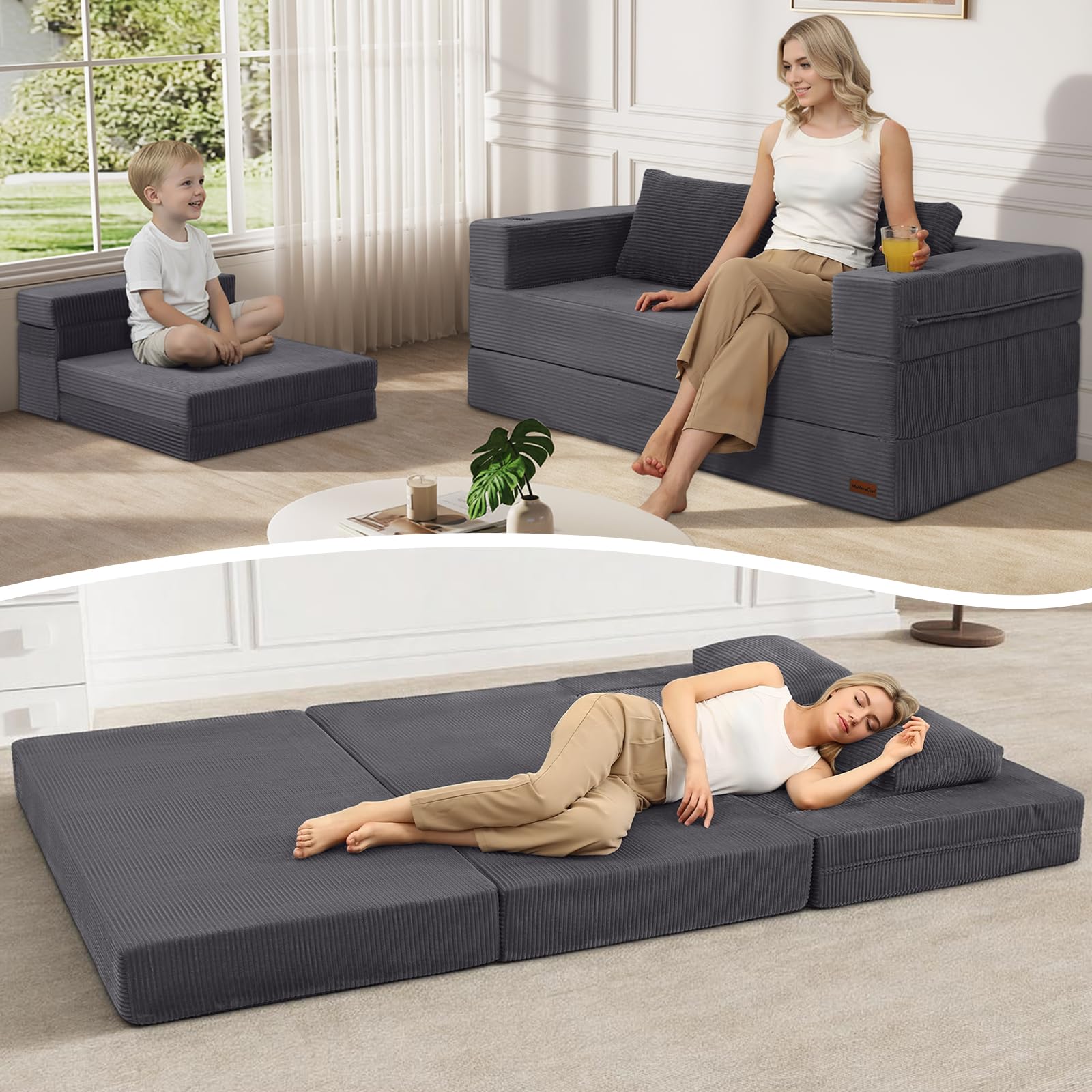 Colchón para dormir infantil y sofá de dos plazas convertible para salas de estar