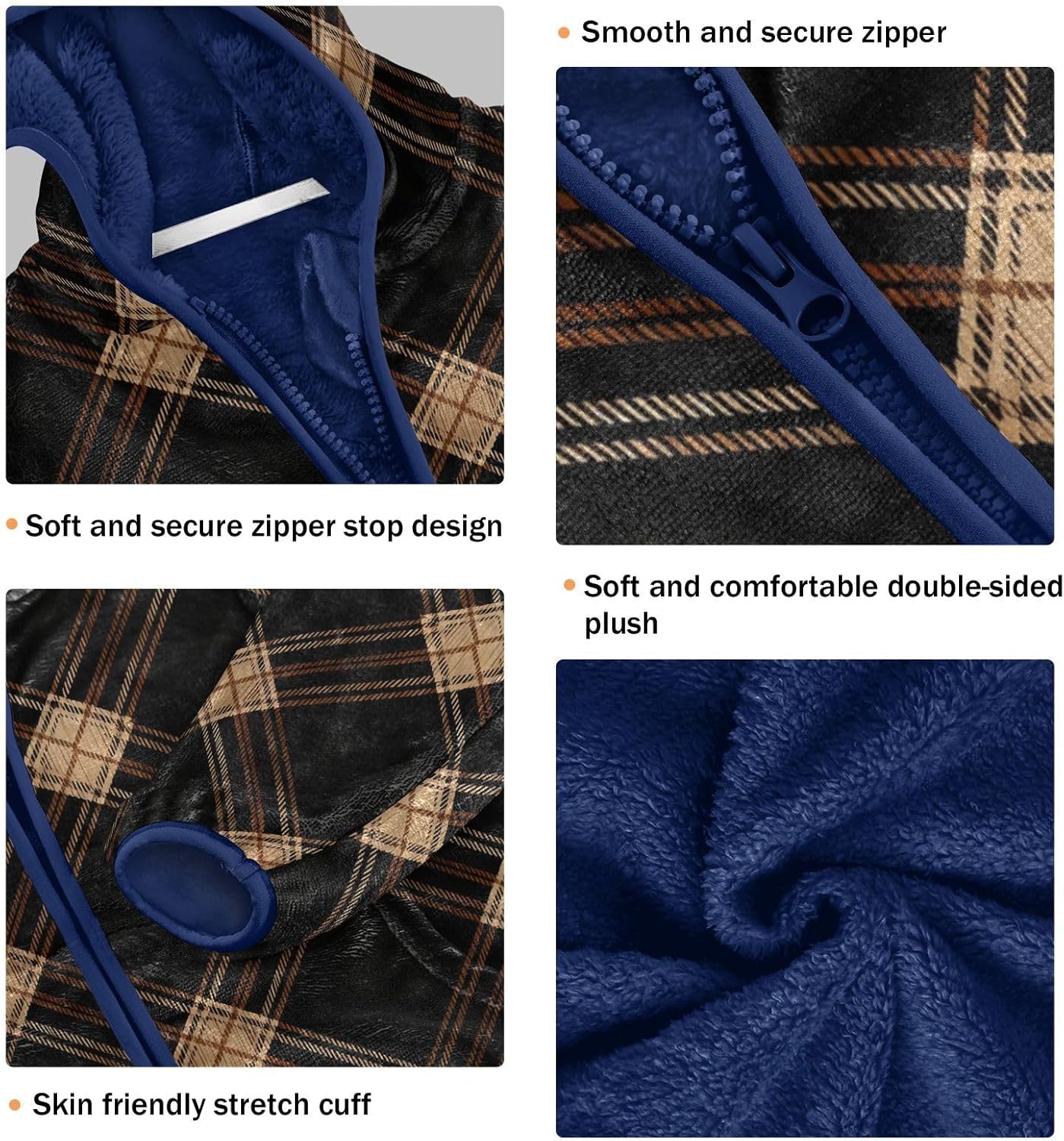 Black Plaid Pattern Toddler Winter Jackets Outerwear Jackets & Coats Navy Blue Baby Boy Hooded Fleece Jacket