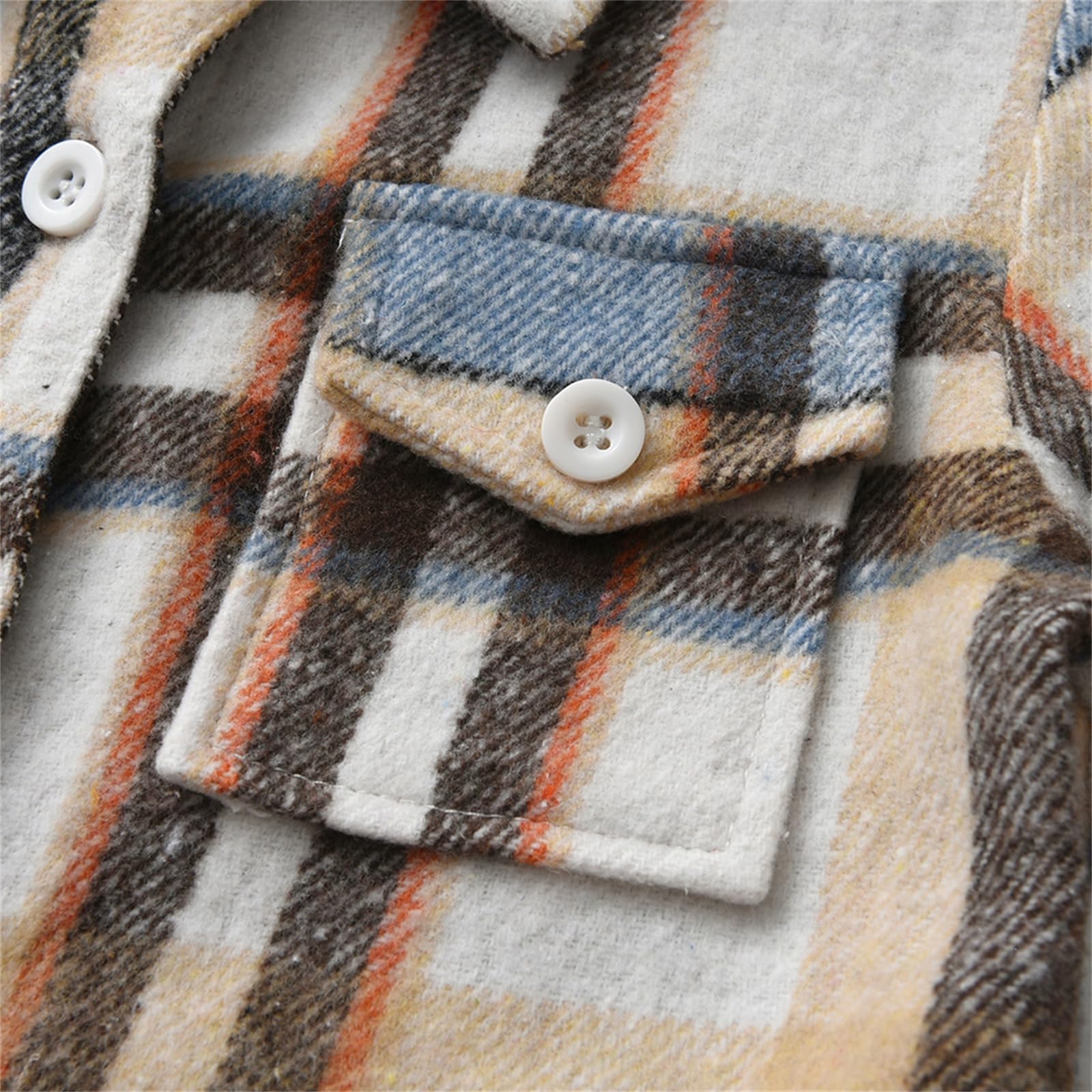 Niño Camisa De Franela A Cuadros Niños Manga Larga Botón Abajo Chaqueta Bolsillo Solapa Regular Fit Casual Otoño Ropa