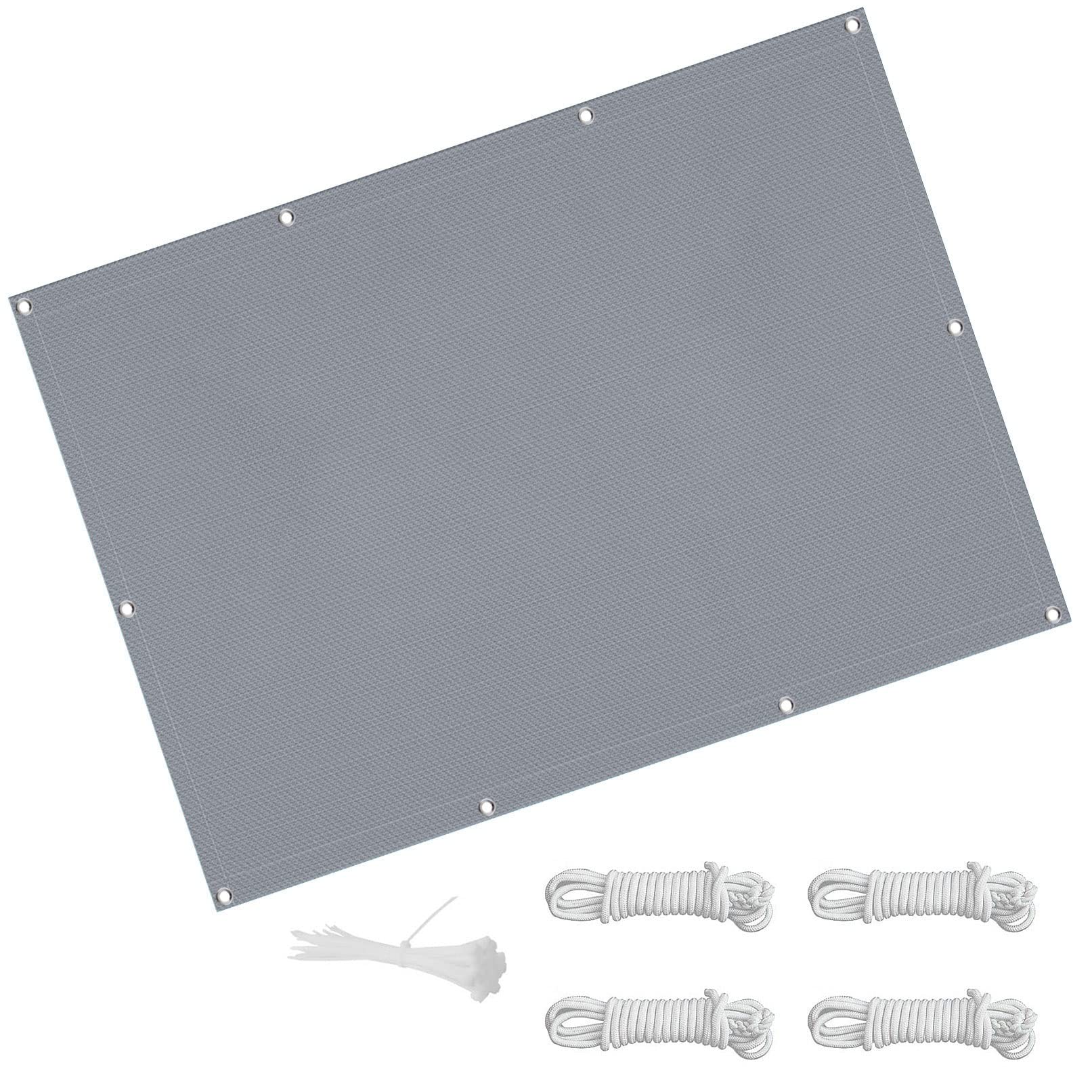 Filet d'ombrage gris 2.5x3.4m rectangulaire en toile respirante avec oeillets
