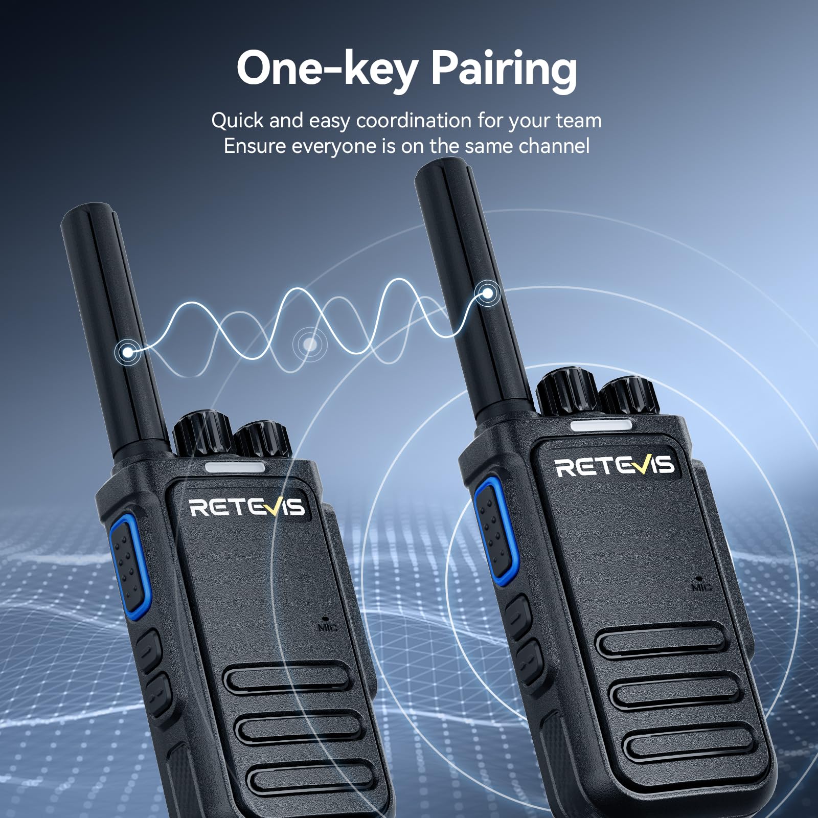 Retevis B64 Walkie Talkies, 6-drożna ładowarka, 2-drożne radio z dwustronną redukcją szumów AI, profesjonalny, solidny zestaw słuchawkowy Walkie Talkie do baru, KTV, klubu nocnego (czarny, 6 opakowań)