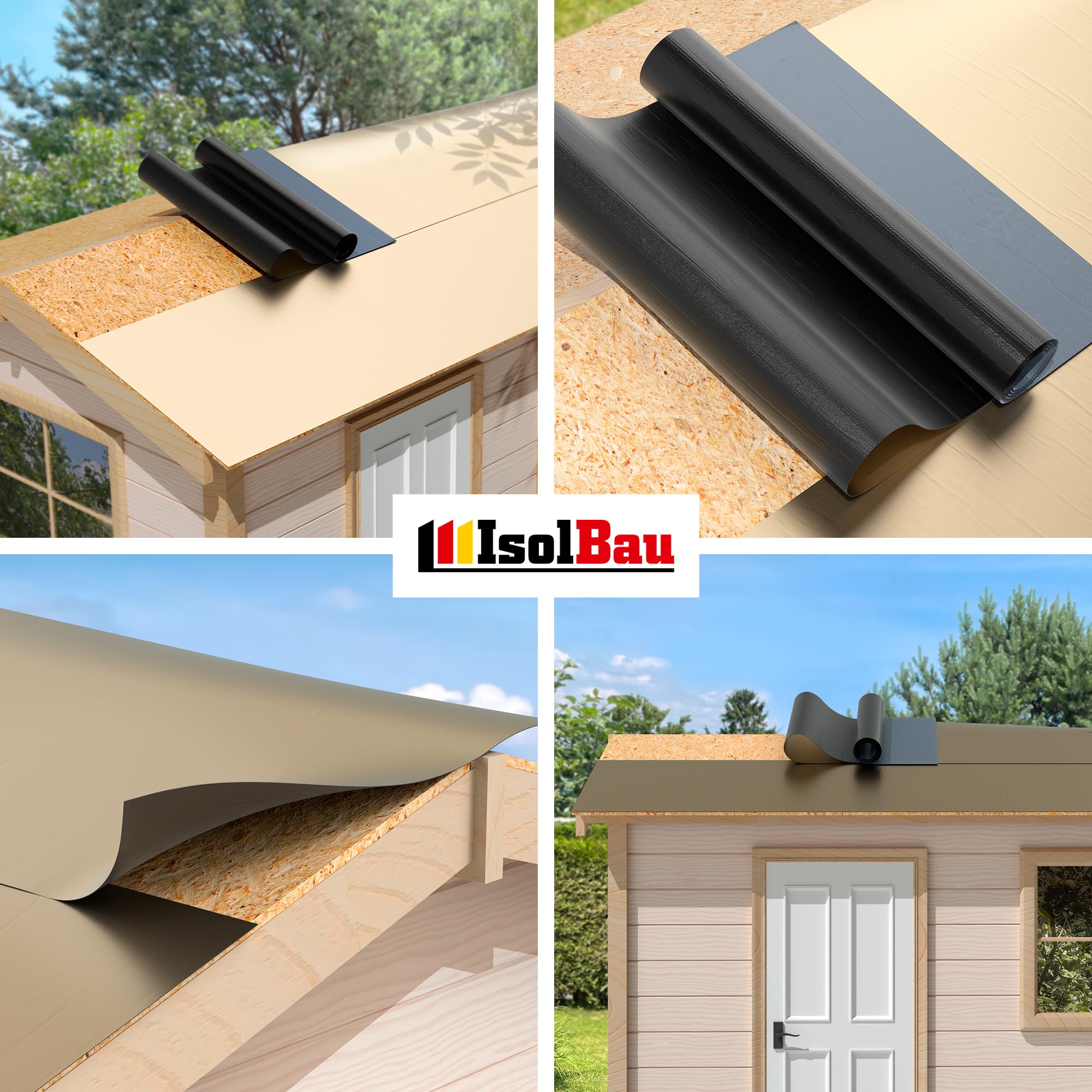 Isolbau KSK Dachbahn Dichtfolie Selbstklebend RAL 7013 Dunkelgrau Bitumendachbahn 5 m² Rolle Kaltselbstklebebahn
