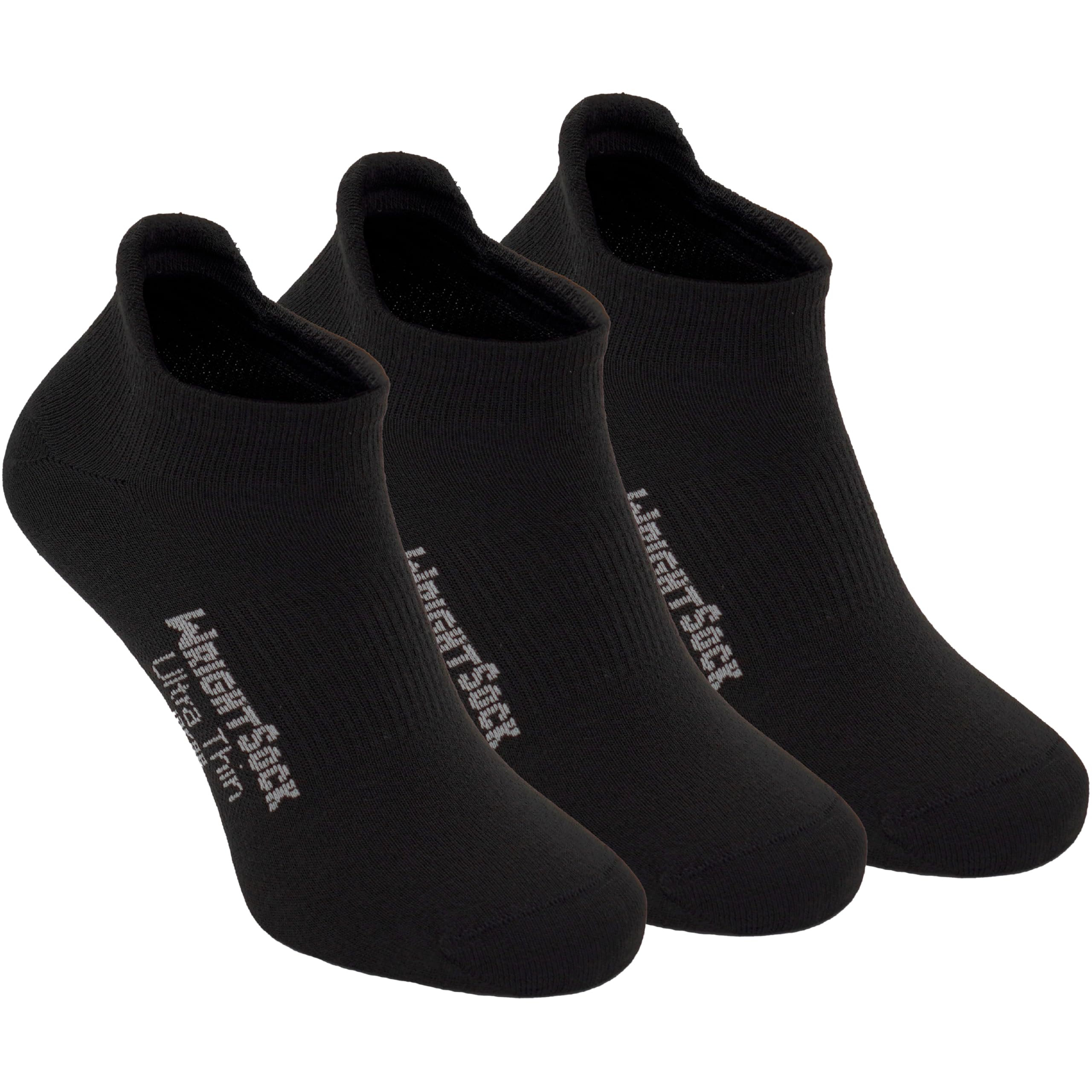 Wrightsock Calzini da corsa ultra sottili per uomini e donne, imbottiti, ecologici e anti vesciche, con il nostro design sagomato del piede, realizzati in America con regolazione dell'umidità, nero,