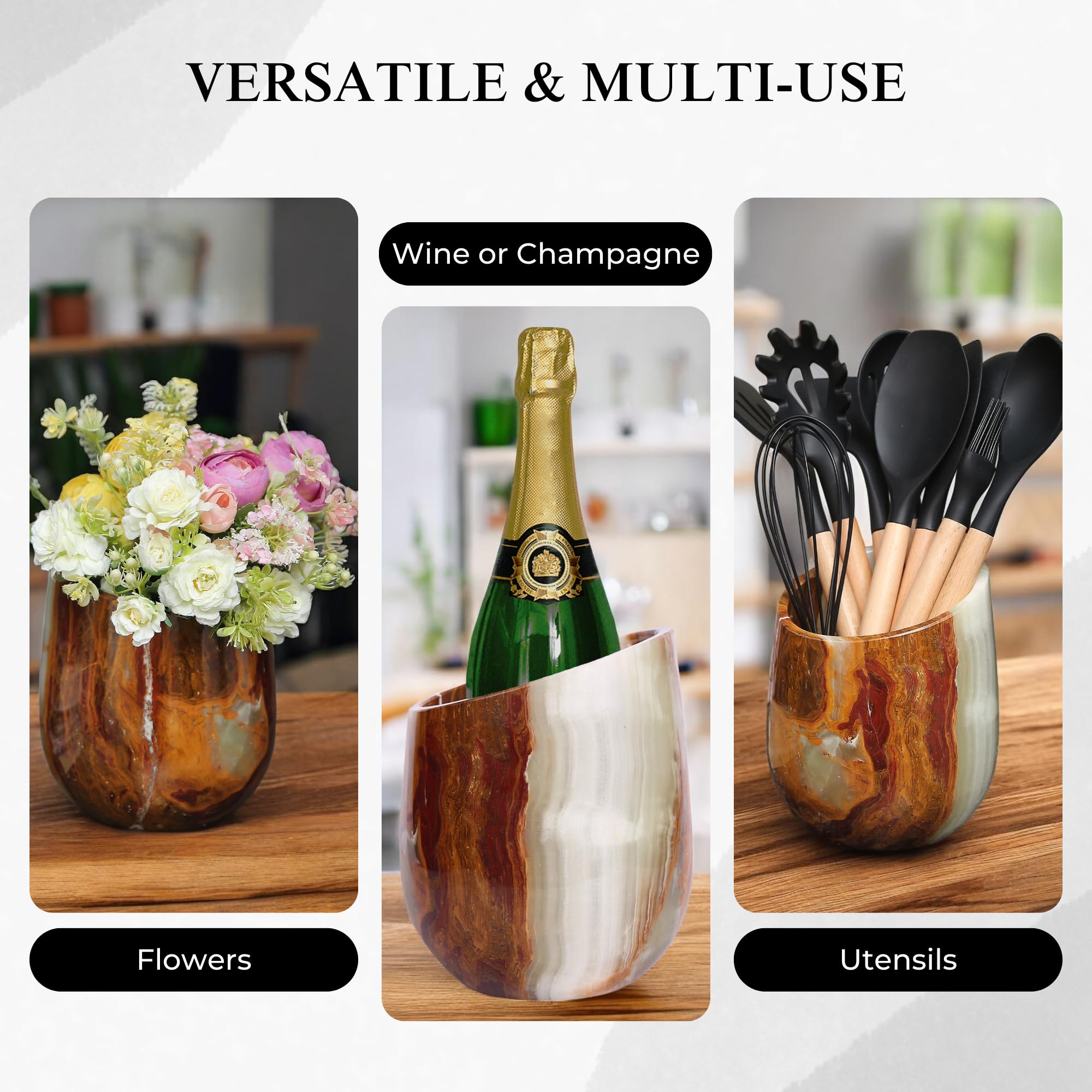 Enfriador de vino de mármol, cubo enfriador de vino de alta calidad, perfecto para botellas de vino, mantiene tu enfriador de champán y seguro, sostiene fácilmente botellas de 750 ml,