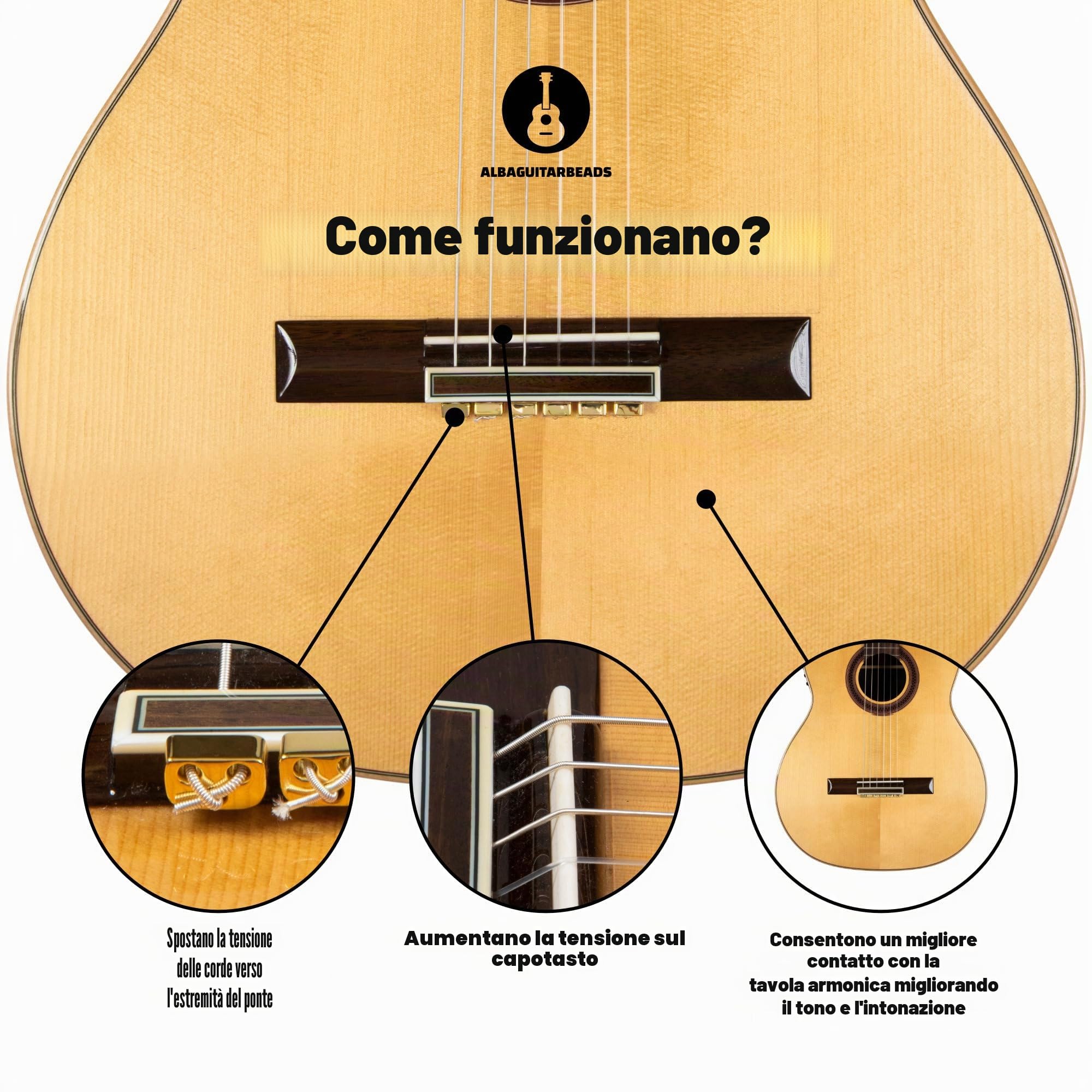 in Metallo Dorato per Chitarra, Ukulele, Mandolino per Corde di Nylon per Chitarra Acustica/Elettrica
