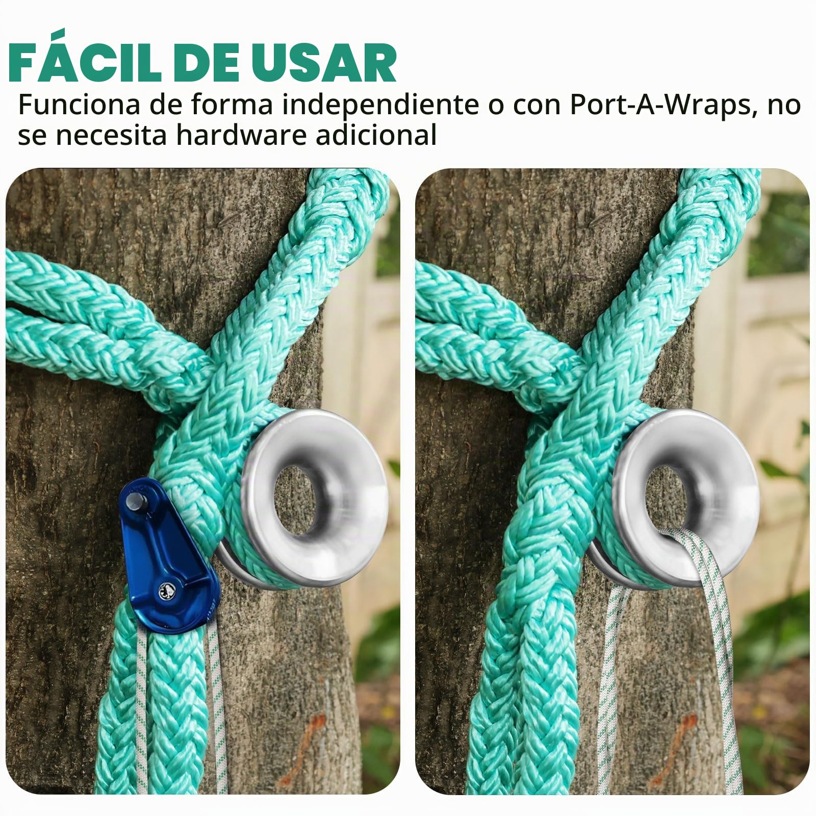 Correa de anillo de aparejo, cuerda arborista de 1.2 pulgadas x 6 pies con anillo de baja fricción, carga máxima de 15 t, ajuste de 7 bolsillos, eslingas de escalada, equipo de arborista, gran anclaje