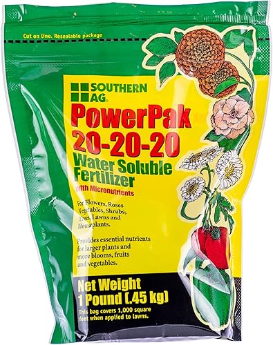 Southern Ag PowerPak 20-20-20 Fertilizante soluble en agua con micronutrientes (1 LB)