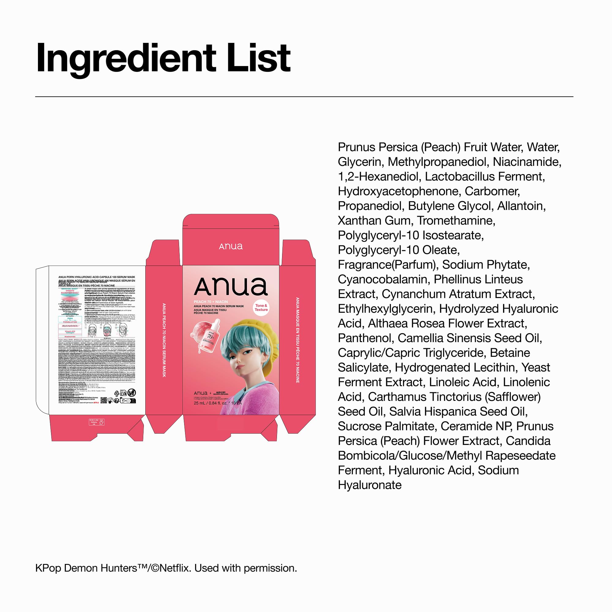ANUA Masque Anua Mask, Hydrating Face Mask for Glass Skin, Dewy Glow and Firm Looking Skin, Korean Skincare, 10 Sheet (Peach)
