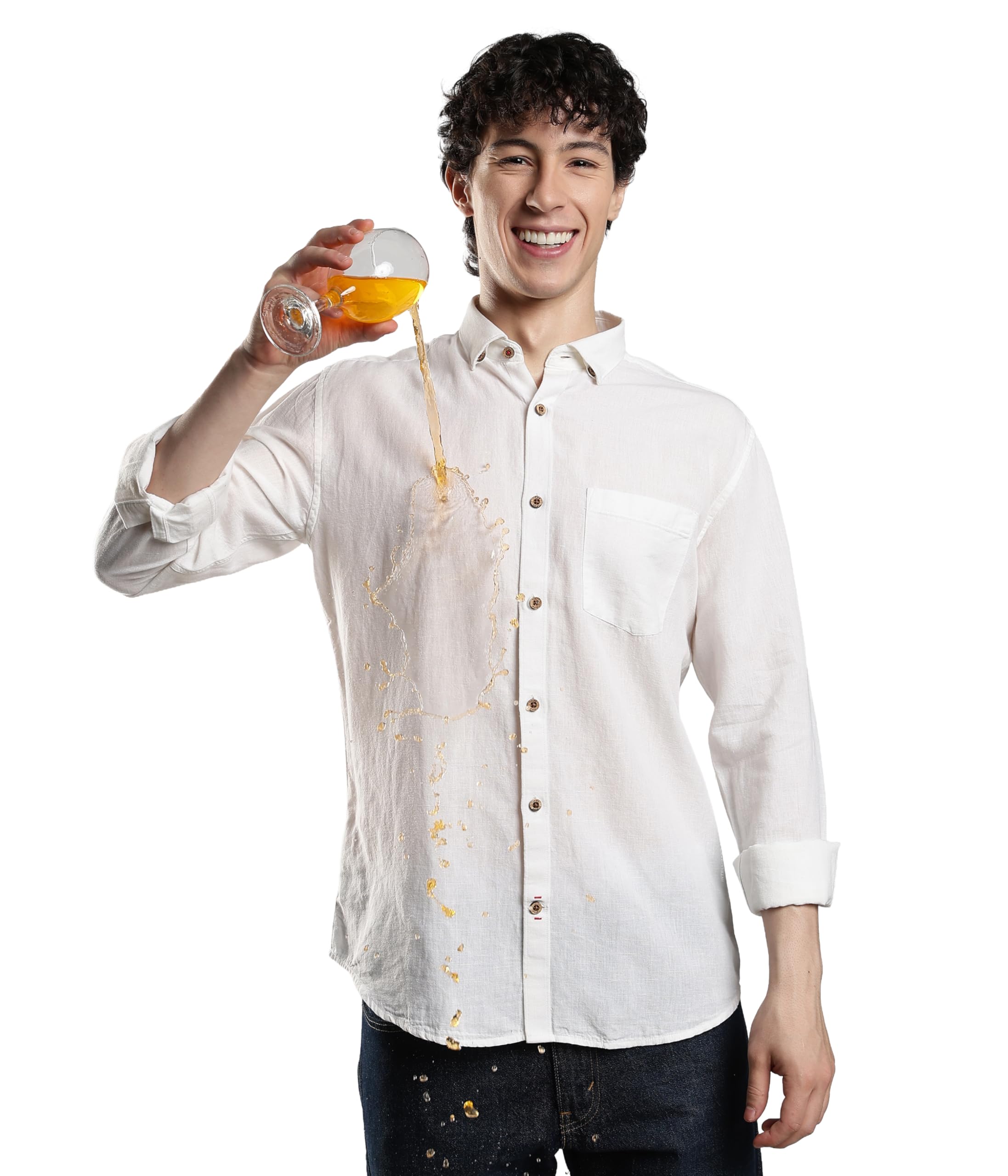 turms Men's Casual Solid Linen Shirts, Odor Control, Kansas Linen, Concealed Button Down Collar, Tailored Fit, Full Sleeve-picture-39