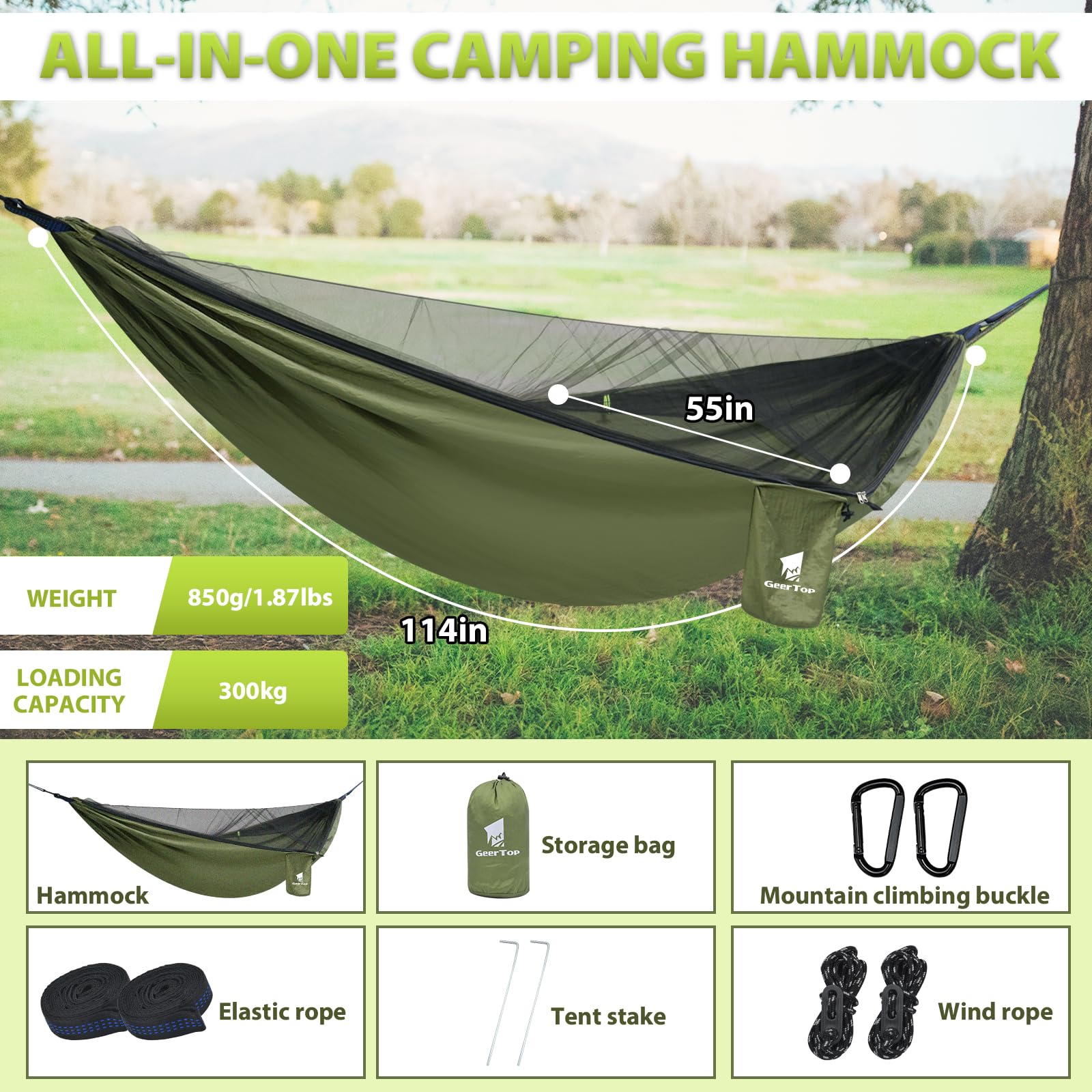 GEERTOP Hängematte mit Moskitonetz + Tarp Wasserdicht - Bundle-Angebot