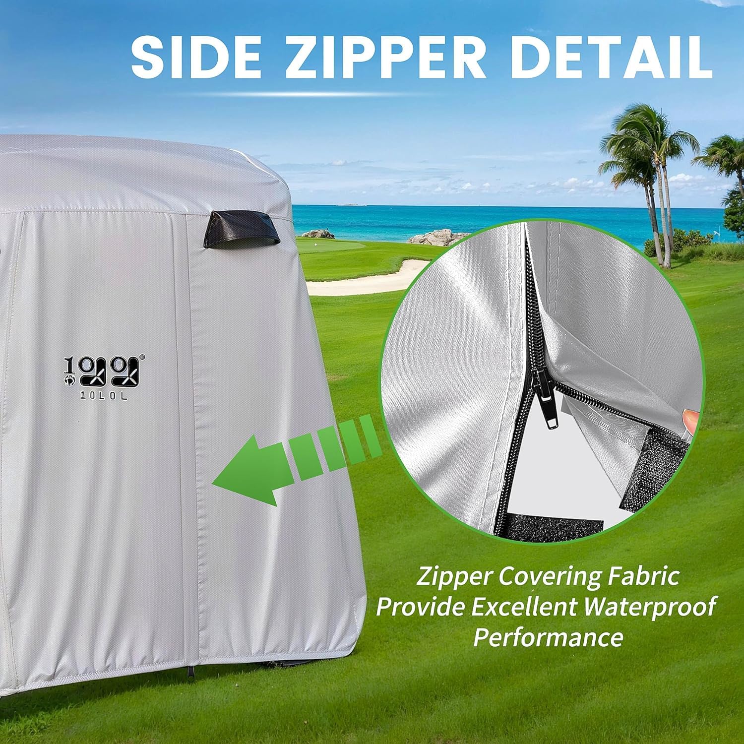 10L0L Copertura per carrello da golf per 4 passeggeri, adatta per EZGO, Club Car, Yamaha, protezione per tutte le condizioni atmosferiche, impermeabile, anti-neve, antivento, resistente al sole, tetto