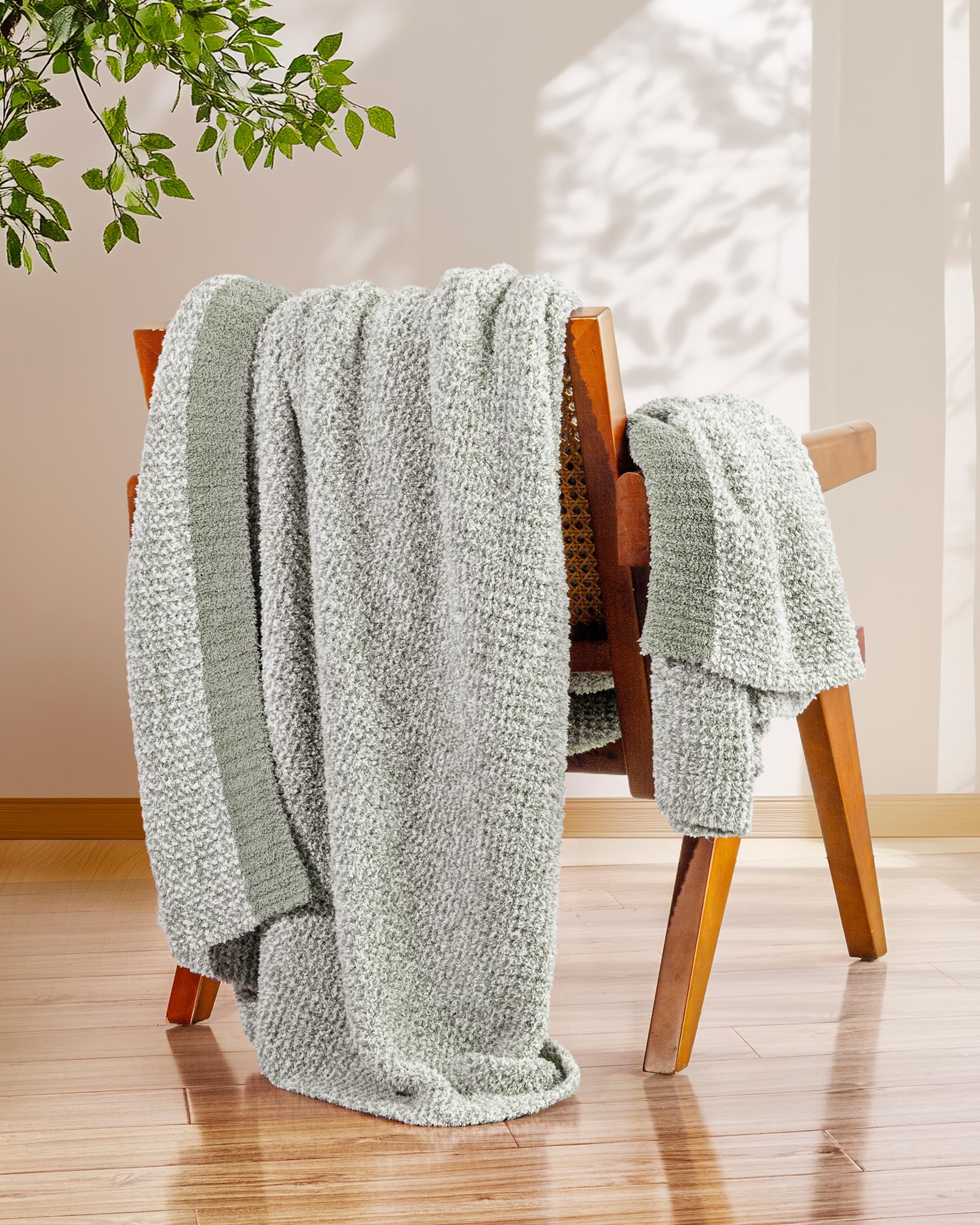blunique Buttery Soft Knit Throw Blanket for Couch, Reversible Fuzzy Knitted Blanket, Cozy Warm Plush Lightweight Decorative Throw for Sofa Bed,