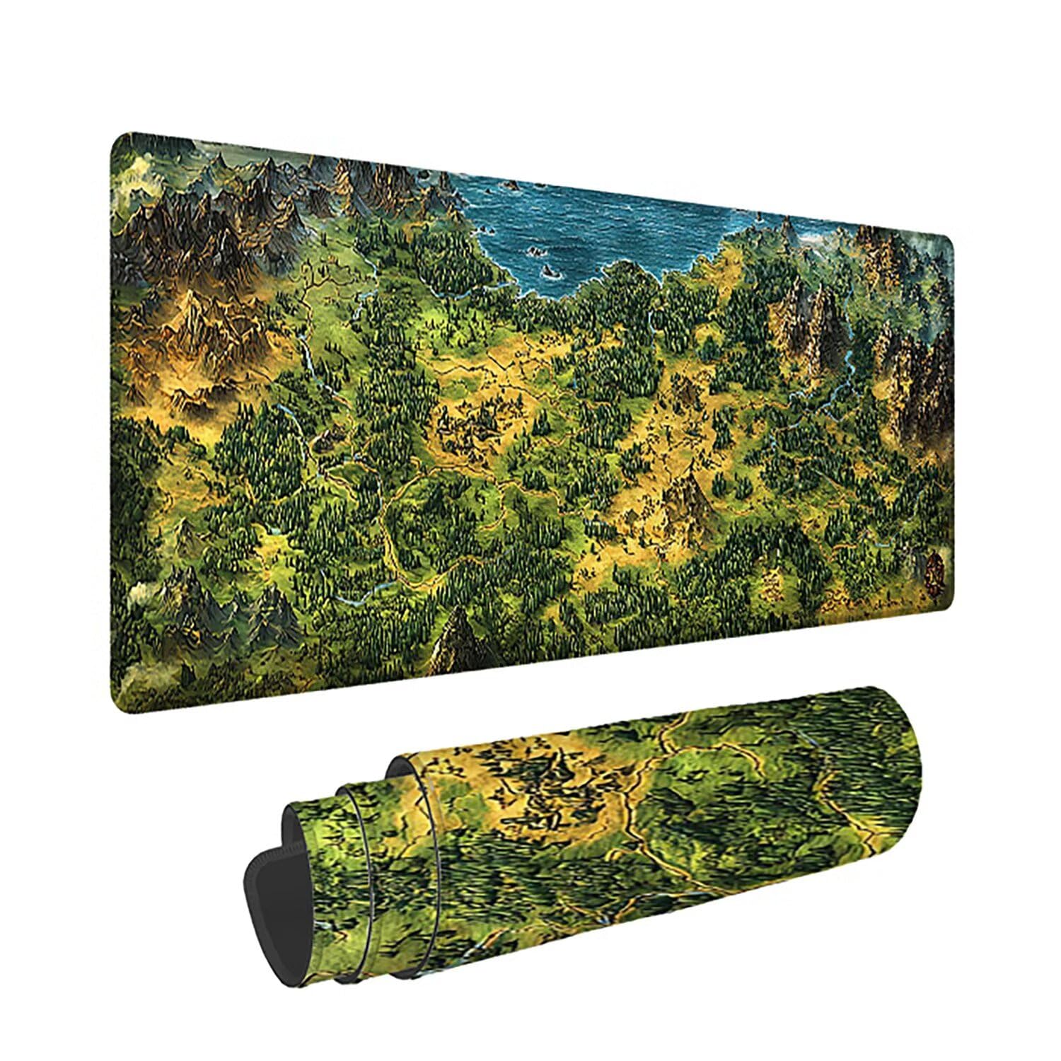 Leśna podkładka pod mysz XXL - 1600x800x3mm - krajobraz Duża mata na biurko z przeszytymi krawędziami Wodoodporna antypoślizgowa do komputera, laptopa poprawia precyzję i szybkość. -36802