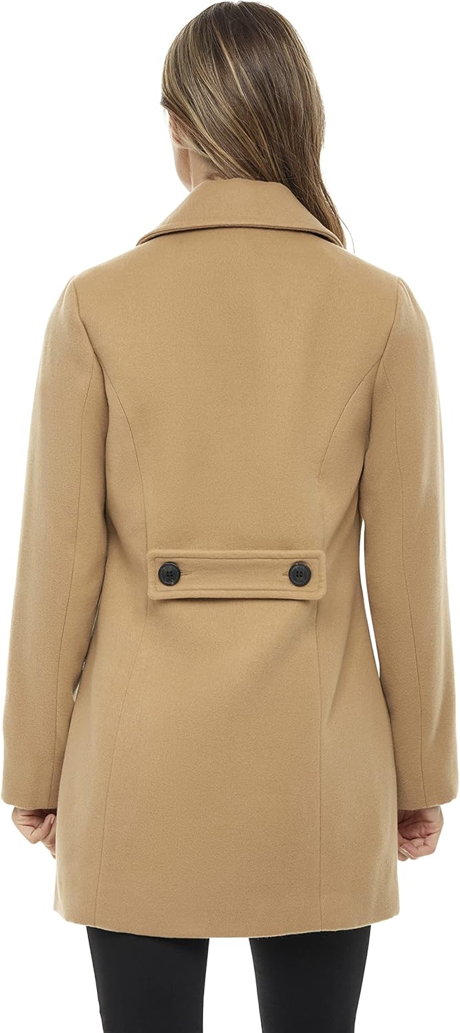 Sebby S.E.B Women's Peacoat, Double Breasted Pea Coat. Perfect Notched Collar Winter Wool for women outerwear jacket