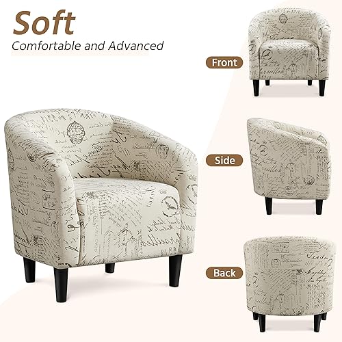 Miniatura 8 de Yaheetech Modren Club Chair with Ottoman, Fabric Accent Armchair with Footstool, Upholstered Barrel Chair and Footrest for Living Room Bedroom