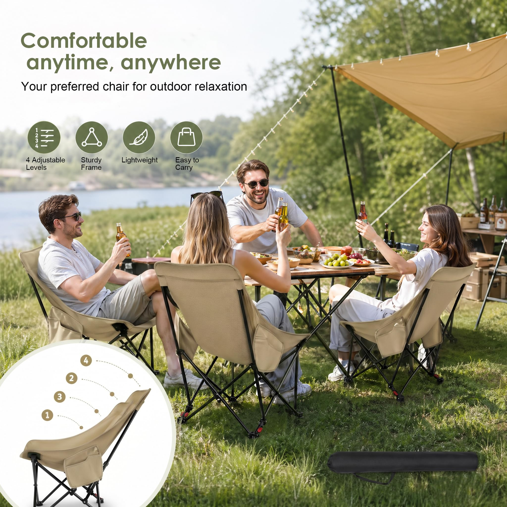campingstuhl hochlehner 150 kg Faltbar 150kg, Ultraleichter Tragbar Klappstuhl mit 2 Seitentaschen, Klappstuhl Camping Angelstuhl Klappbar mit Tragetasche, Faltstuhl für Camping, Strand, Outdoor (Khaki) Sonstiges CAMELBAK K.U.D.U 12 | MARYLANDBASED Color:Ranger Green