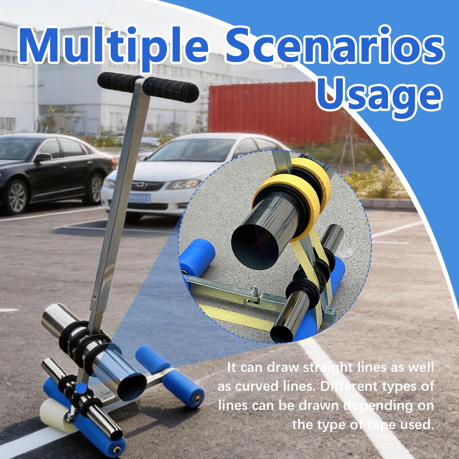 Applicatore di Nastro per Pavimenti, Macchine per Tracciare Linee di Campo da Gioco con Kit di Cerchi da Disegno Strumento Manuale per La Marcatura del Nastro Spaziatura Regolabile Marcatura Rapida