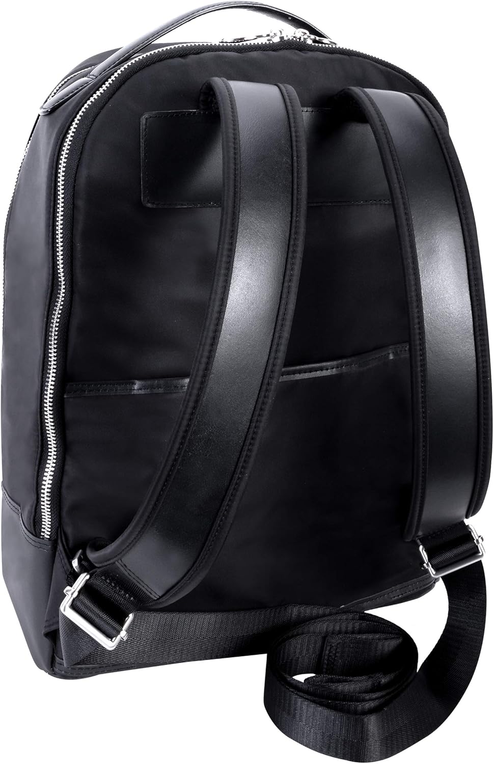 McKleinUSA N Series, Parker, Nano Tech-Light Nylon with Leather Trim, 15" Nylon Dual Compartment Laptop Backpack, Black (18555), One Size