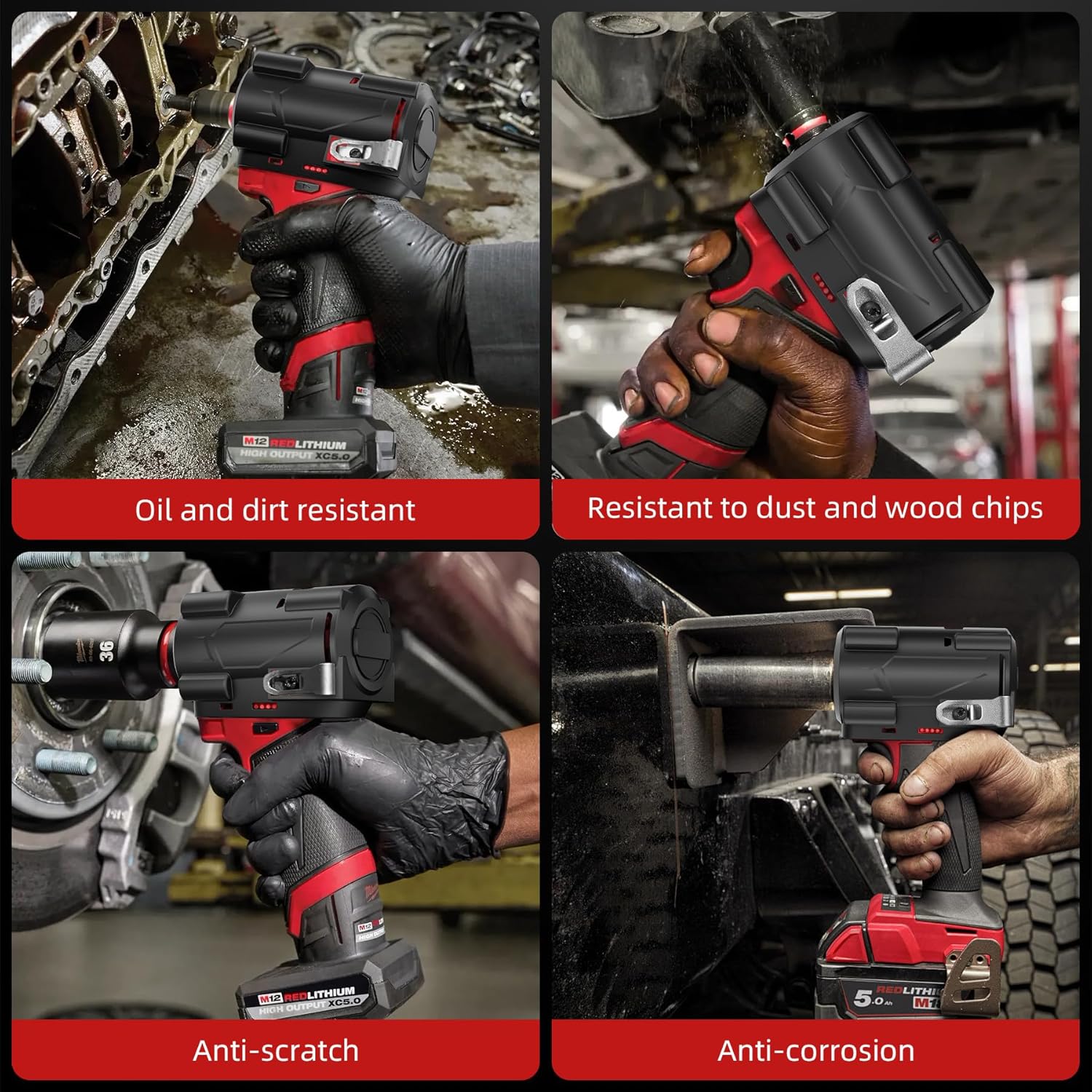 2562-20 (3/8") Protective Boot - Compatible with Milwaukee M12 Fuel Stubby Impact Wrench/Driver (2563-20 1/2") - Heavy Duty Rubber 49-16-2562