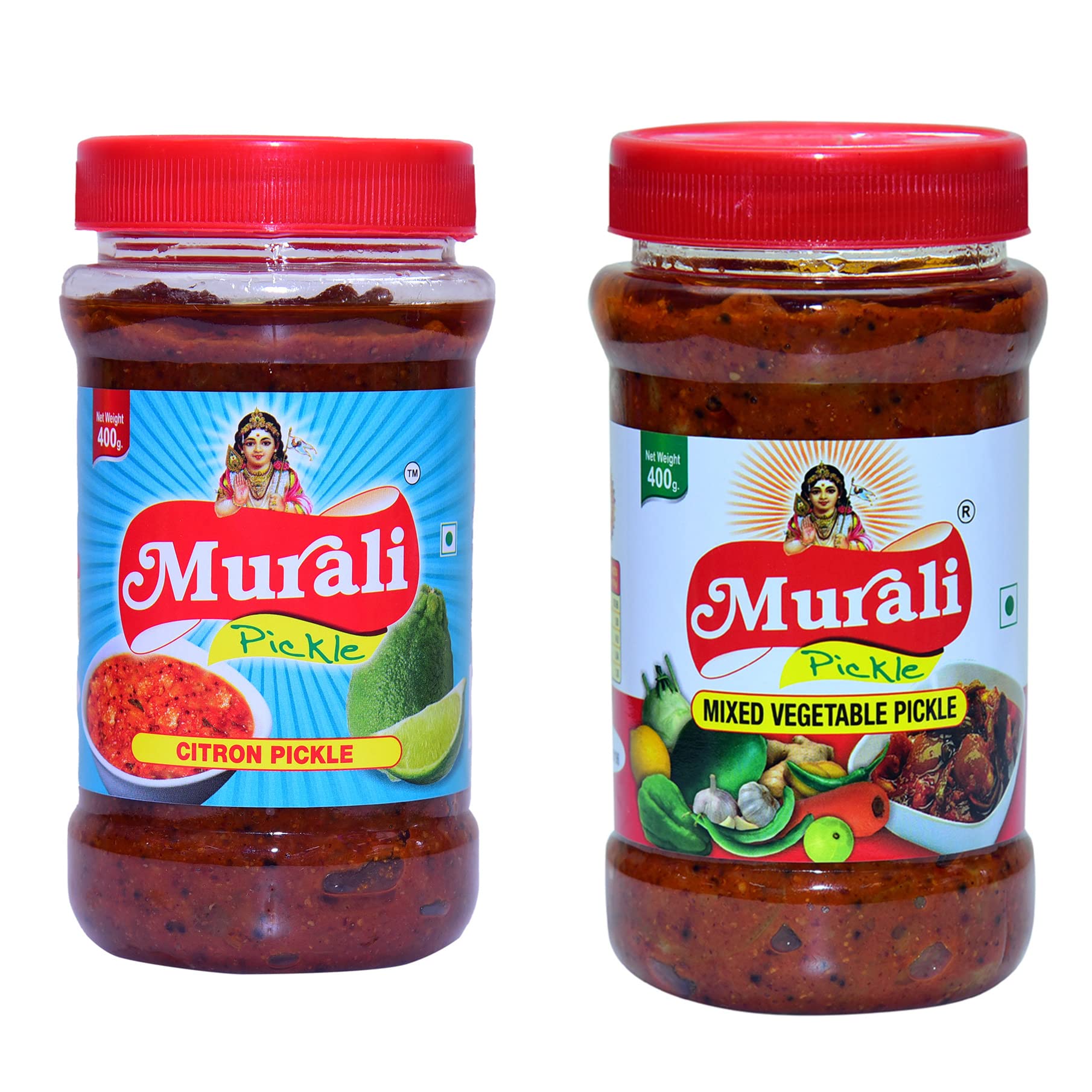 Muralipickles Vegetarian Citron & Mixed Vegetable Two Different Flavors Combo Jars 400g, (Pack of 2)