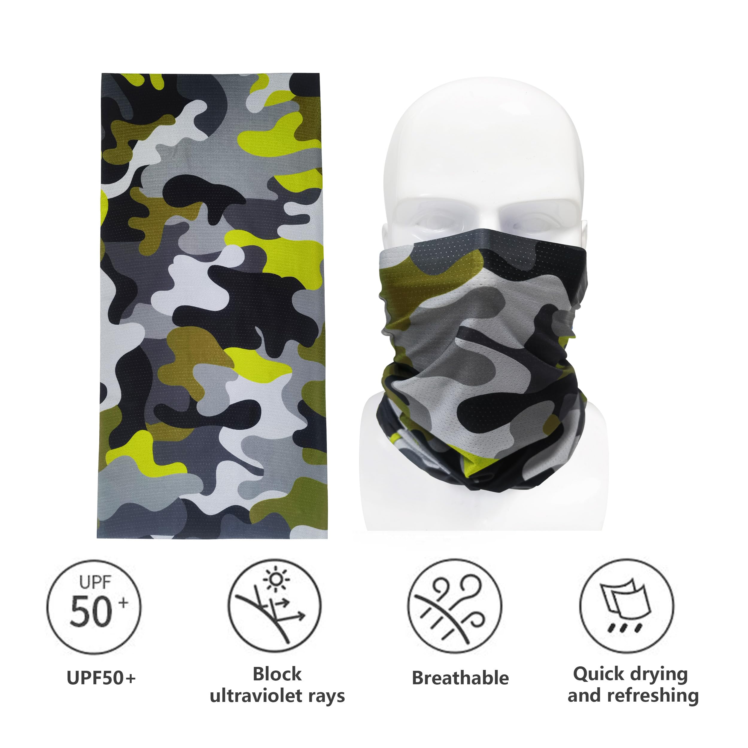Bilymate Braga de cuello refrescante con SPF 50+, tejido de malla transpirable, bandana tubular sin costuras, gorro para mujer y hombre, diadema multifuncional, multicolor, talla única